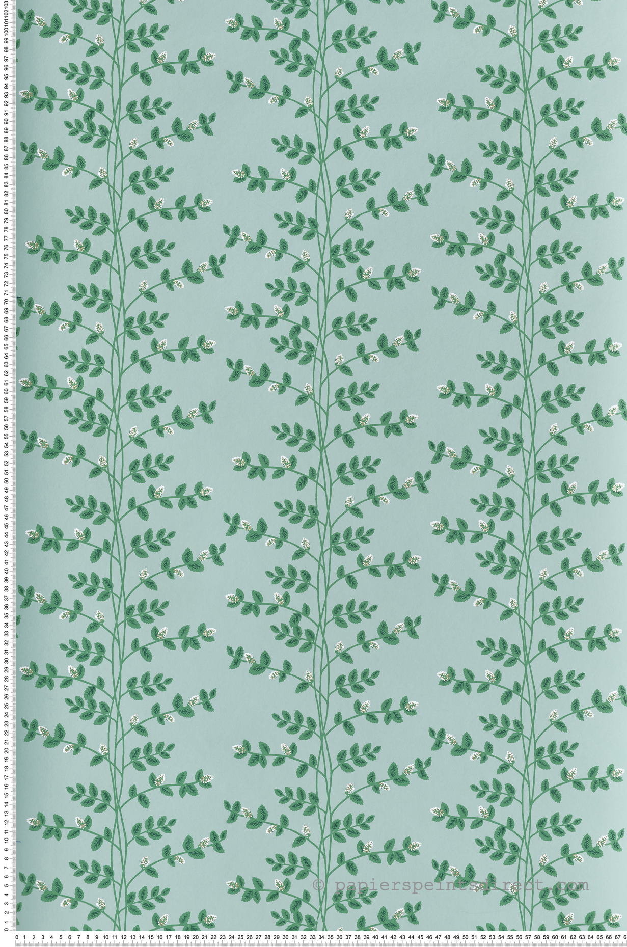 Papier peint Feuillage Climbing Vine bleu menthe doré - Rifle Paper Co. 3 de York (Initiales) | Réf. INI-RF7421