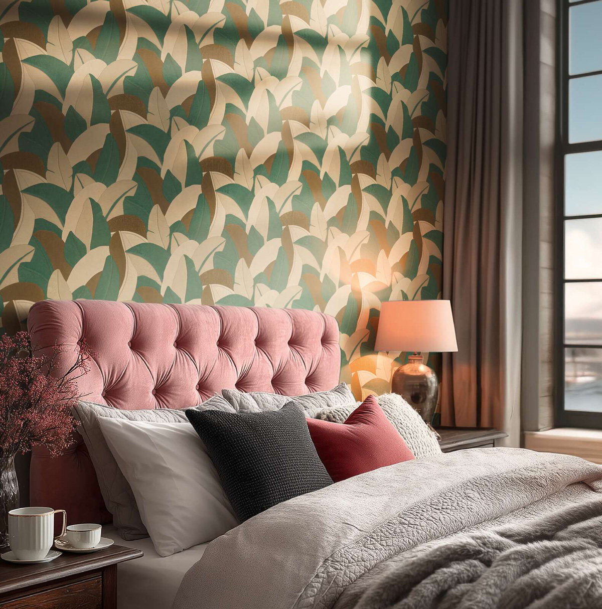 Papier peint Feuillage Graphique bleu canard - Vibes & Styles d'A.S. Création AMB2| Réf. AS-790392