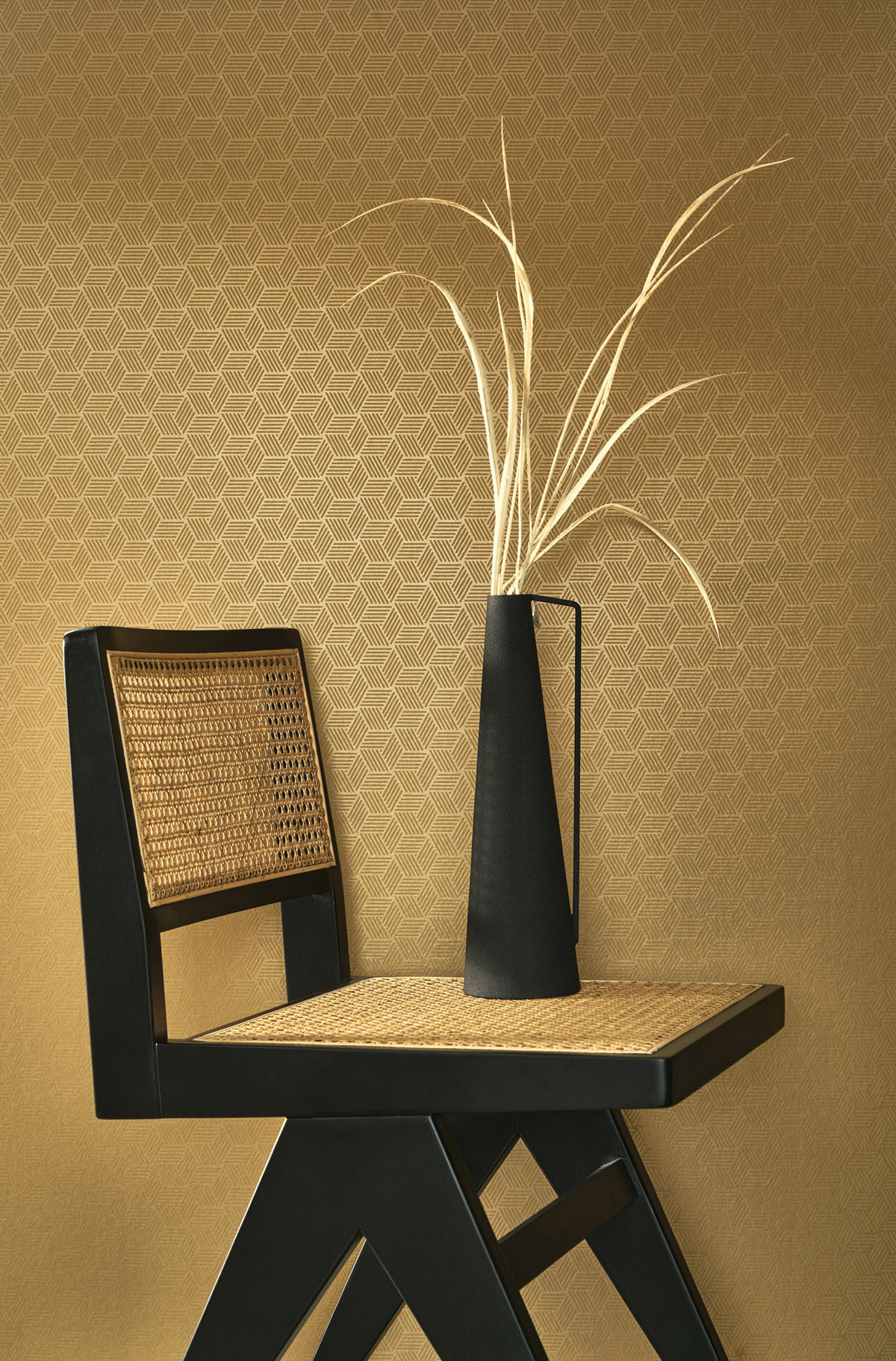 Papier peint Cube 3D Connexions Métallisé caramel doré - Alchimie de Casadéco | Réf. ALMI89942239