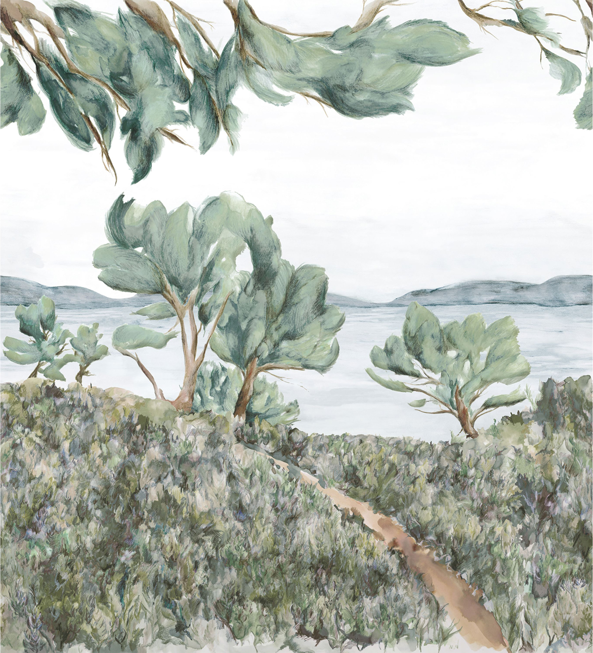 Papier peint Panoramique Cap Frehel sauge céladon intissé - Panoramas 2 de Casamance | Réf. CAS-75830508