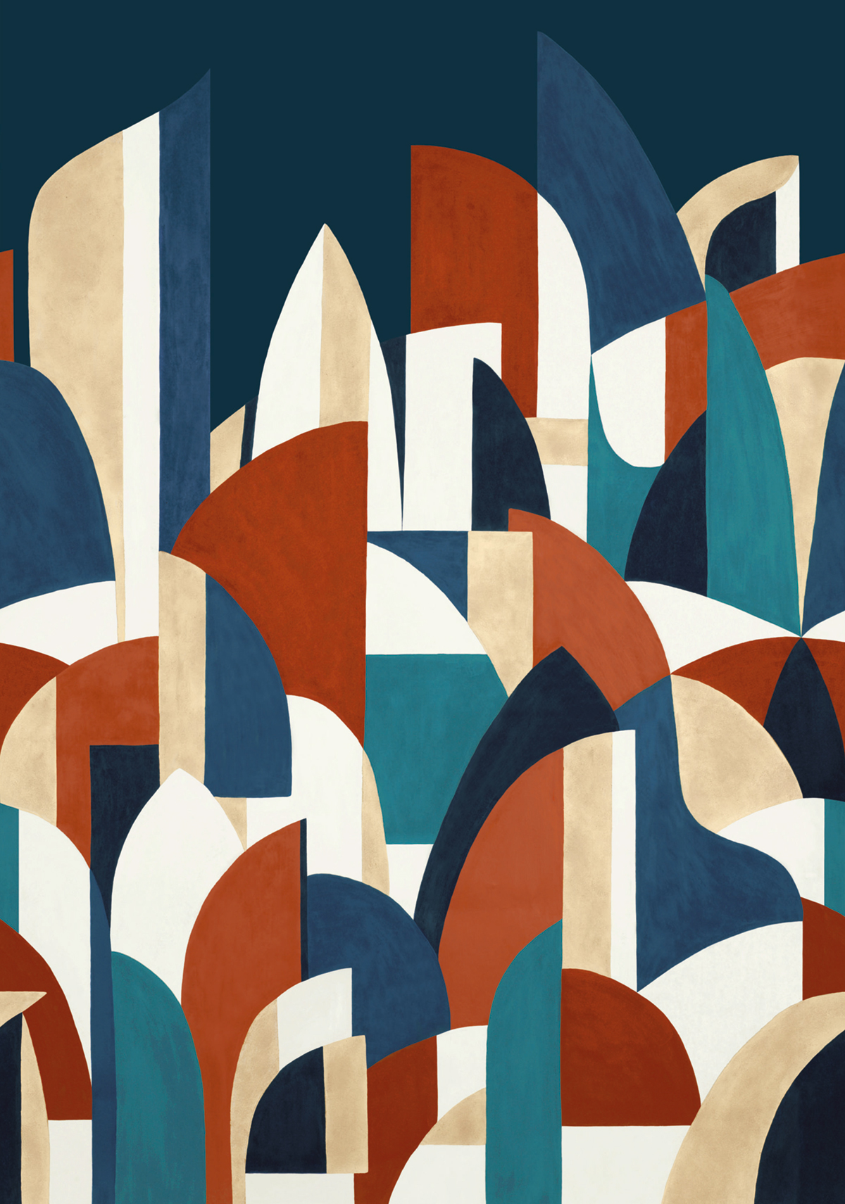 Papier peint panoramique Graphique Pablo bleu - Panoramas de Casamance | Réf. CAS-74880406