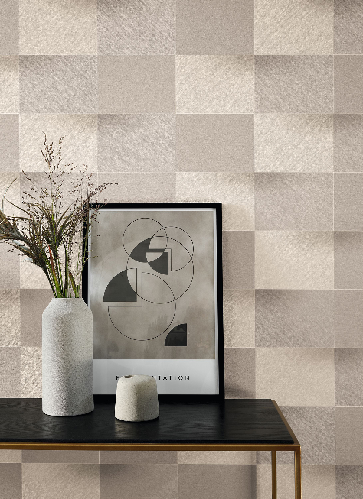 Papier peint Géométrique Blocks taupe et argenté - Perception de Casadéco | Réf. PERP86531324