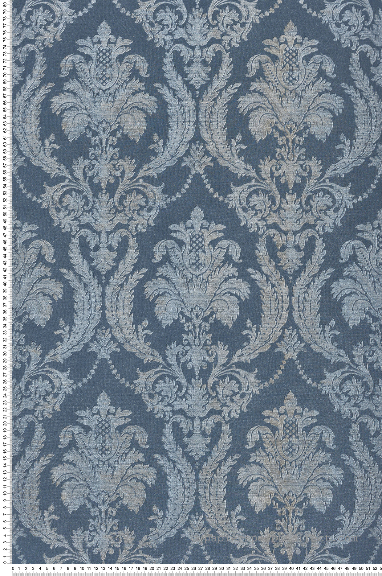 Papier peint Médaillon Baroque bleu jean - Scala de Montecolino | Réf. MC-28809