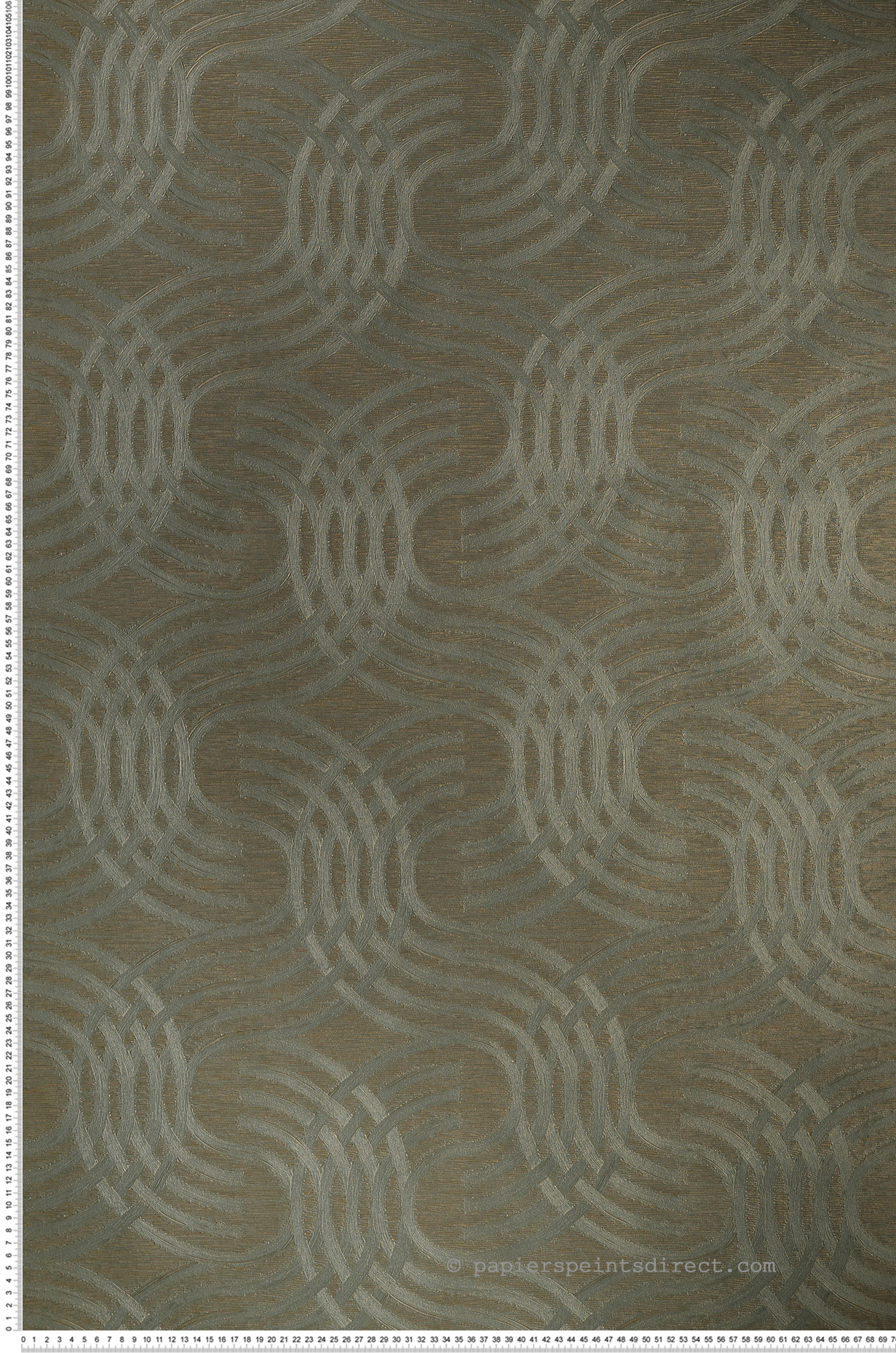 Papier peint Mouvement Auraria vert de gris doré - Métal de Casamance | Réf. CAS-75792548