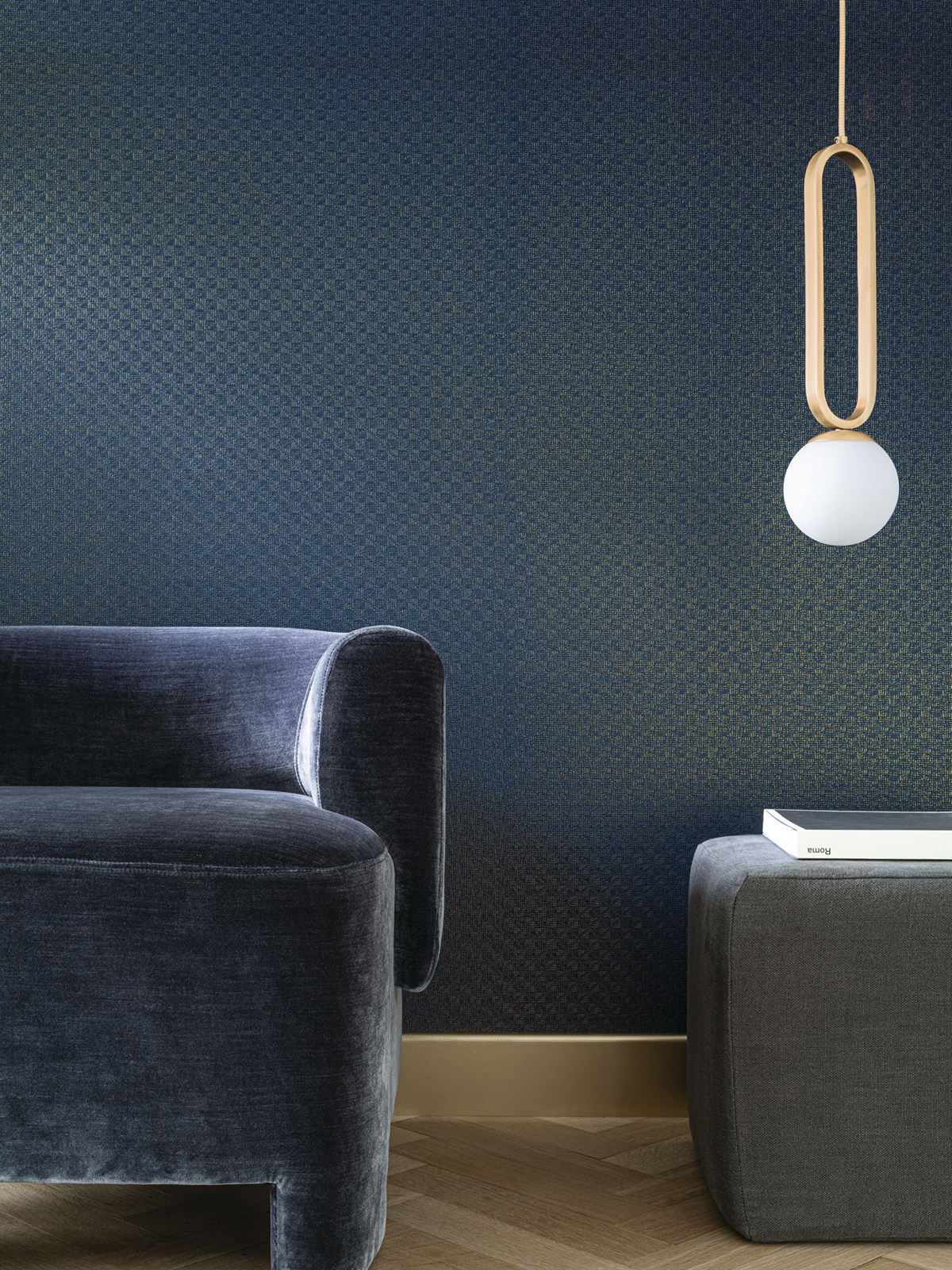 Papier peint Natte Métallisé Wagara marine doré - Archipel de Casamance | Réf. CAS-75331936