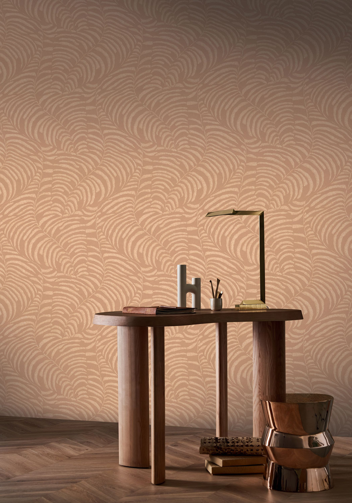 Papier peint Feuille Ethnique Nobile chair doré - Jardin Félicia de Casamance | Réf. CAS-76591732