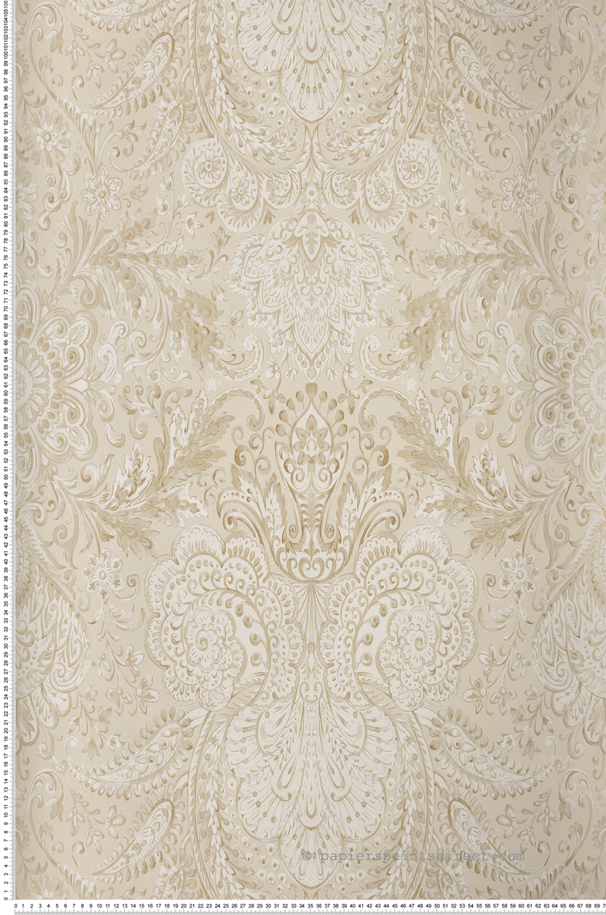 Papier peint Baroque Tahiti beige foncé - Moorea de Montecolino | Réf. MC-26705
