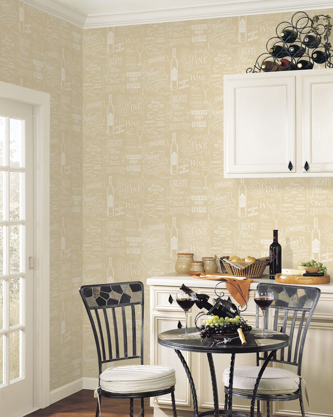 Papier peint Ardoise des Vins beige - Style Cuisine 3 de Lutèce | Réf. LTC-CK36632