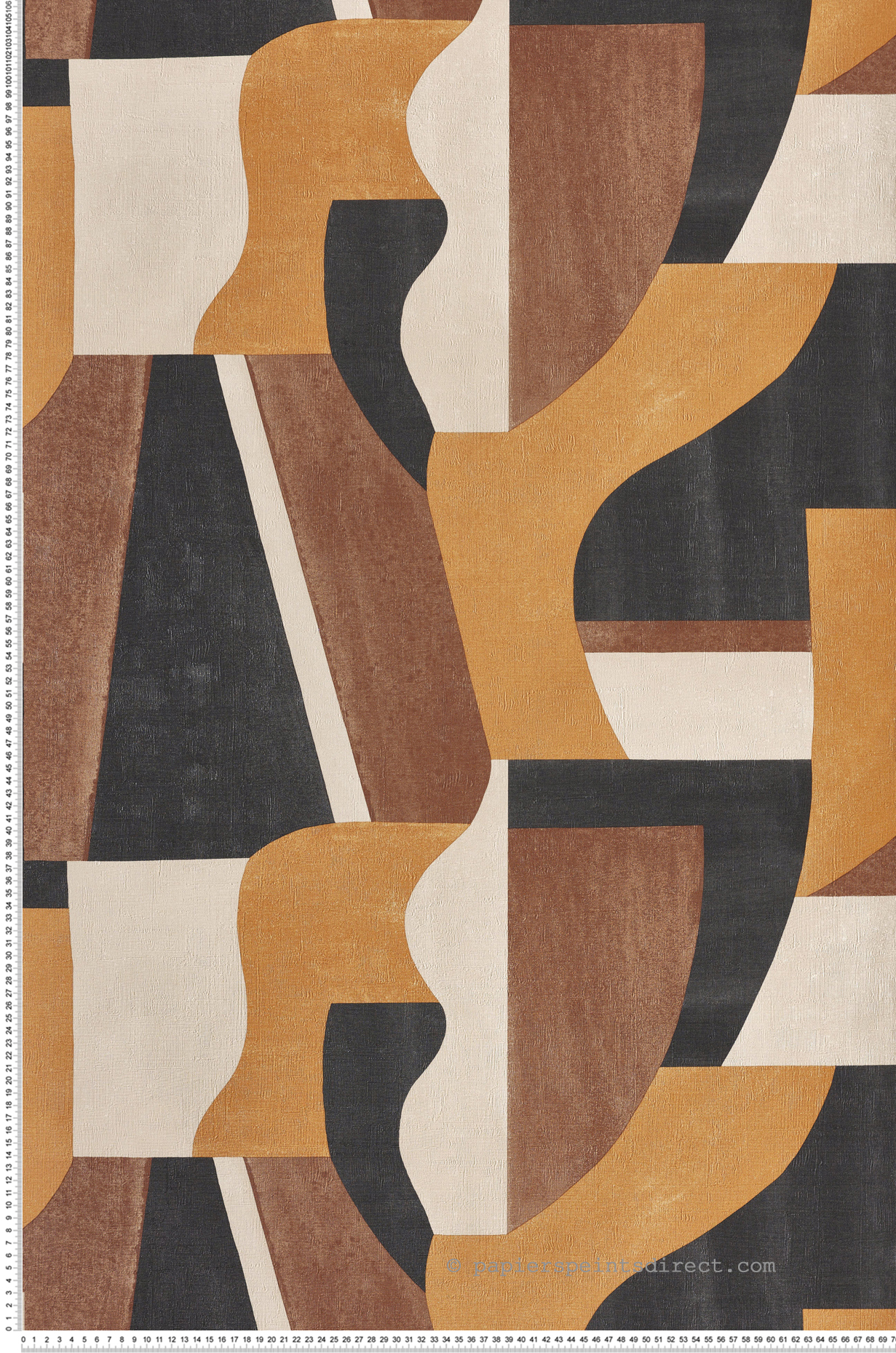 Papier peint Graphique Gino marron noir orange - Mouvements de Casamance | Réf. CAS-76001222