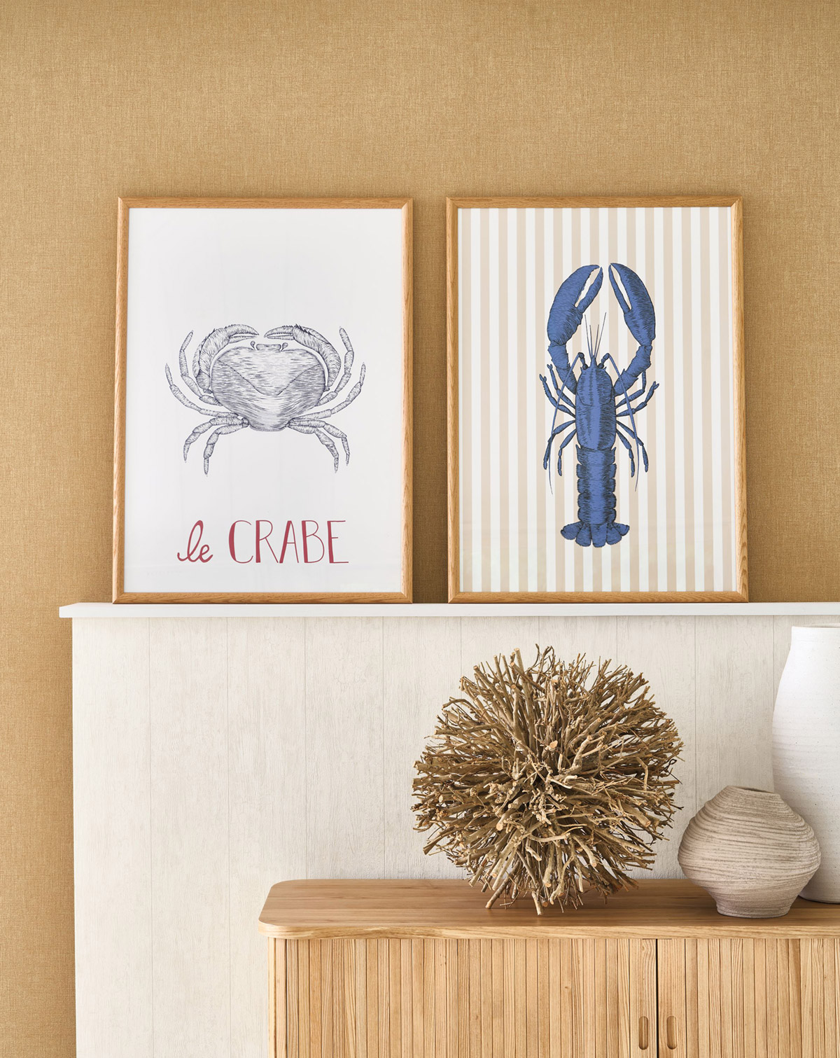 Affiche Crabe Croquis 50x70 bleu marine - Seaside de Casadéco | Réf. SEAS201648604