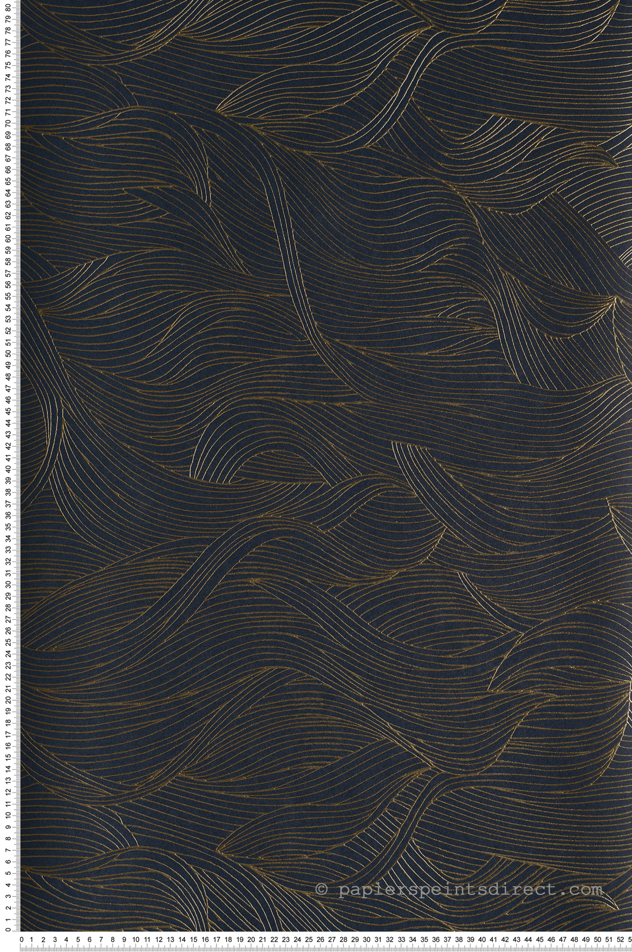 Papier peint vagues Alula bleu/or - Blossom de Casamance | Réf. CAS-74360620