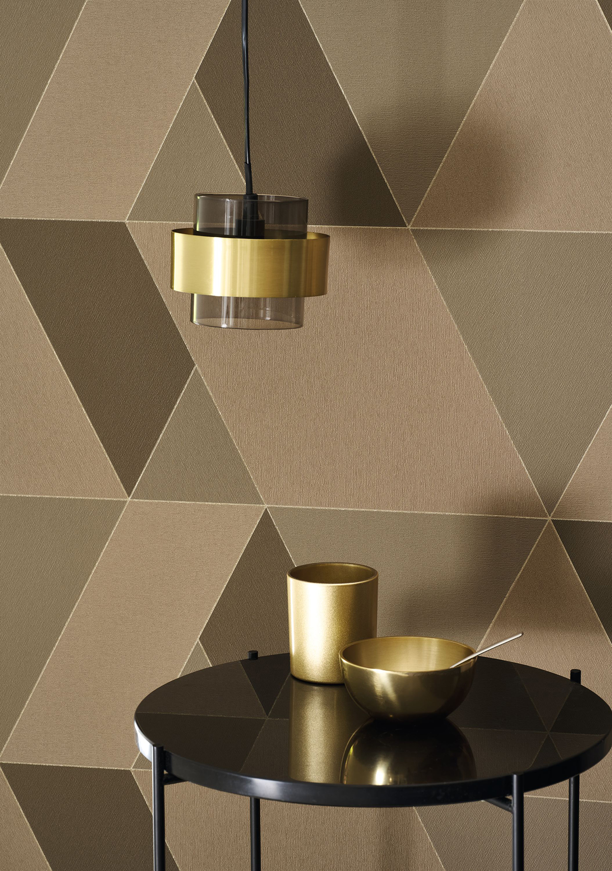 Papier peint Triangle Tangram tabac et doré - Perception de Casadéco | Réf. PERP86522508