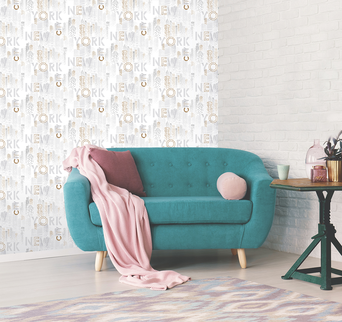 Papier peint New York City rose cuivré - Les Aventures de Lutèce | Réf. LTC-11201103