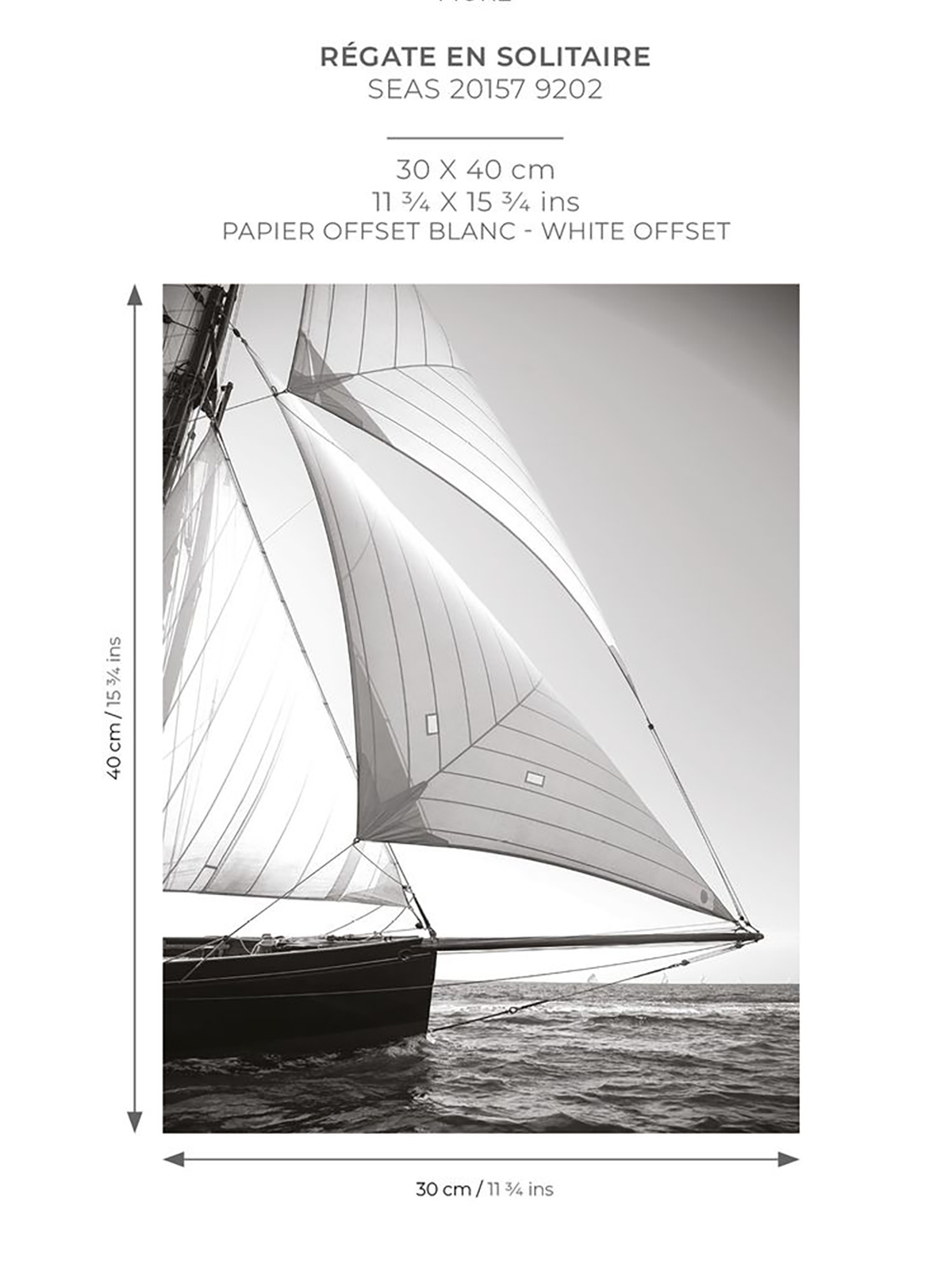 Affiche Voilier Regate Solitaire 30x40 noir et blanc - Seaside de Casadéco AMB7 | Réf. SEAS201579202