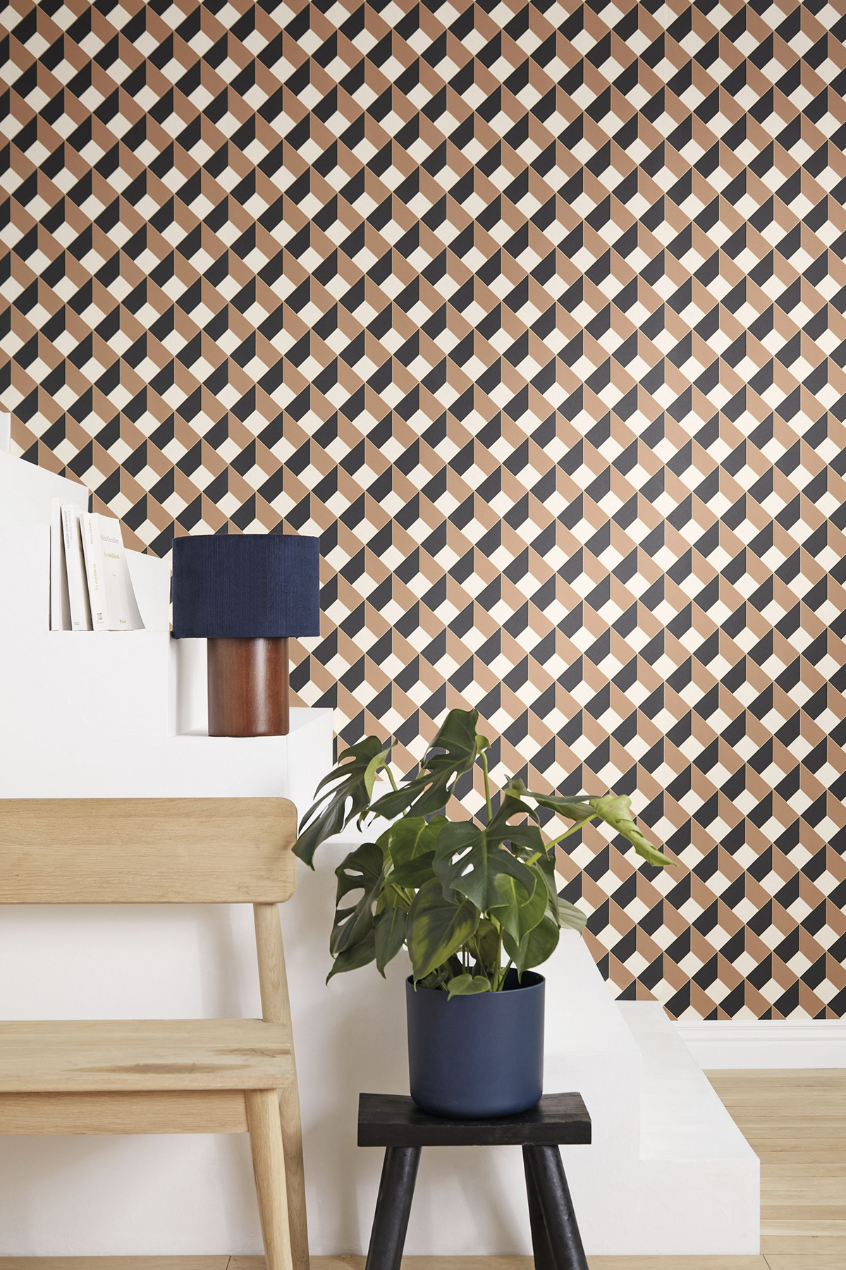 Papier peint Square noir camel - Outlines de Casélio | Réf. OTLS105092953