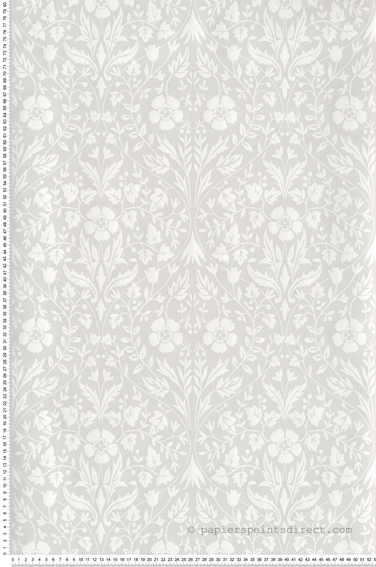 Papier peint Fleuri Anglais Archibald gris perle - Arts & Crafts de Casadéco | Réf. ARCR86331203