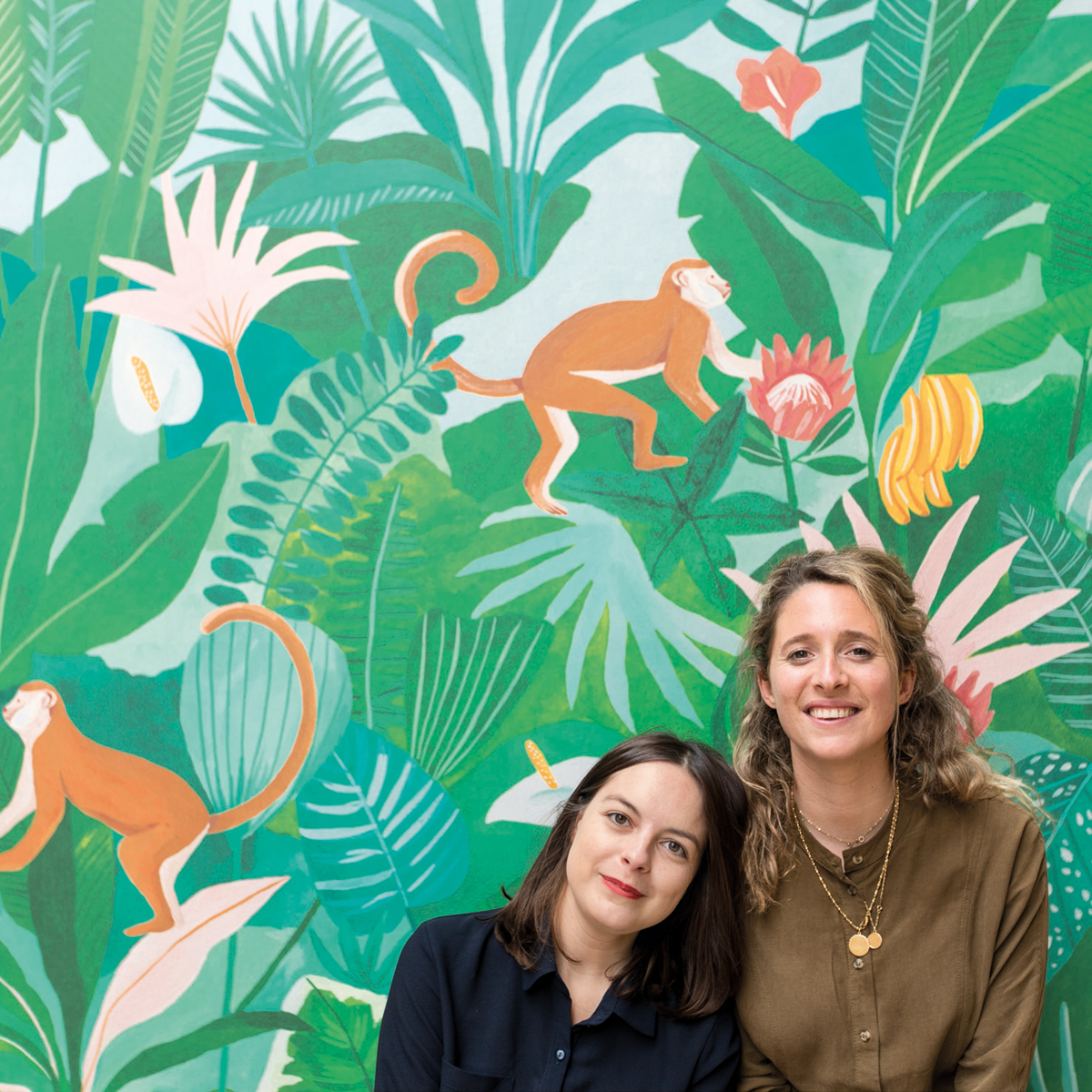 Papier peint Panoramique jungle singe Jardin d'Eden multicouleurs - L'odyssée de Casélio AMB2 | Réf. OYS101467229