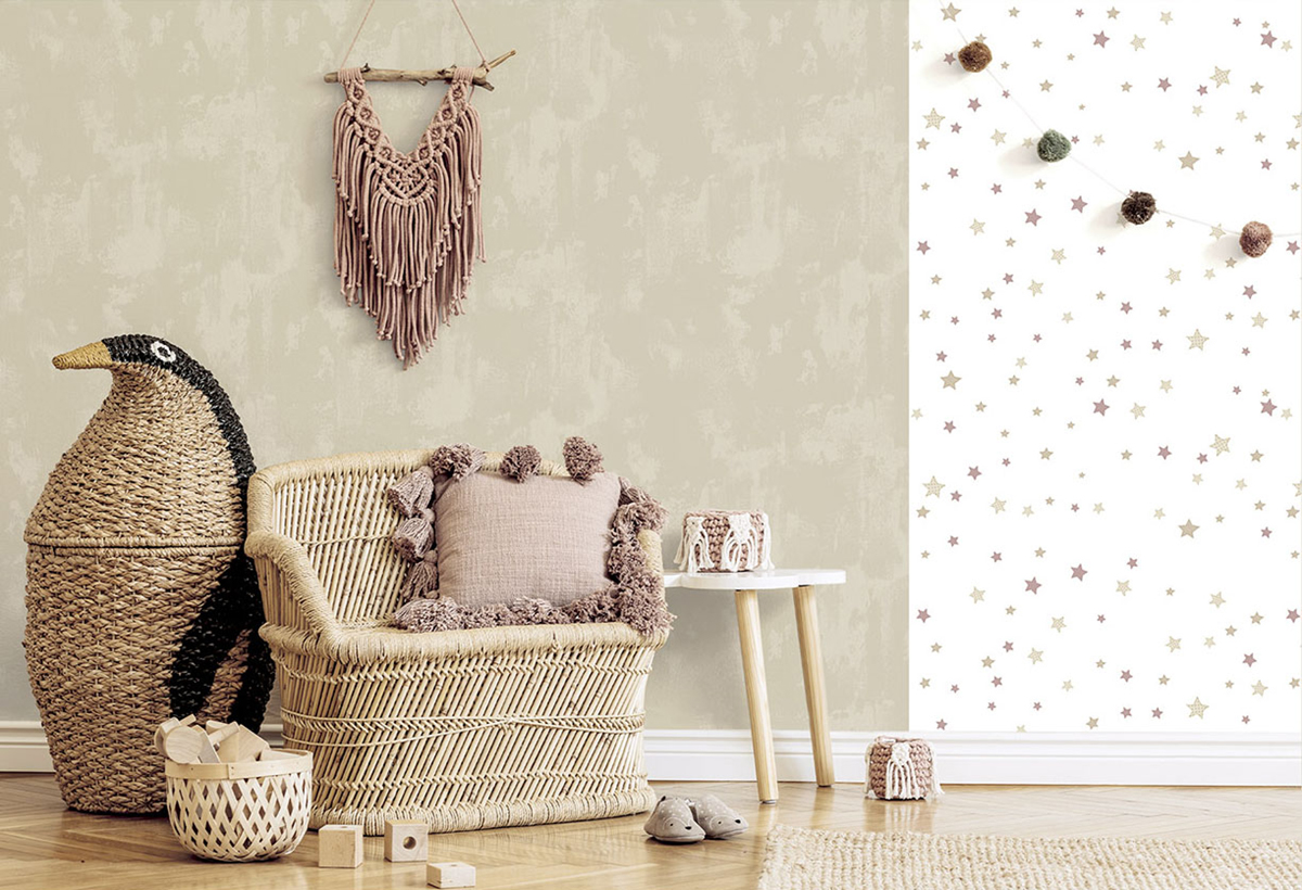 Papier peint Petites Étoiles marron doré - Babyland 2 de Lutèce | Réf. LTC-14827