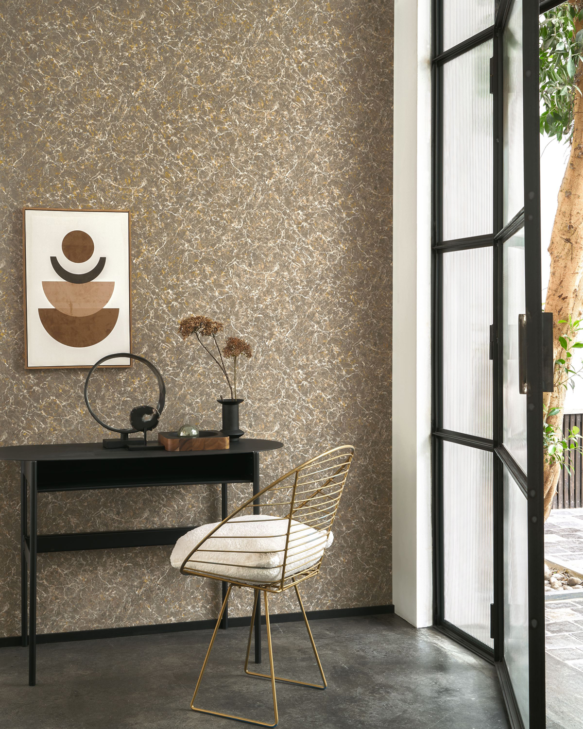 Papier peint Marbre marron doré - Minerals de Casadéco | Réf. MNRL88081515