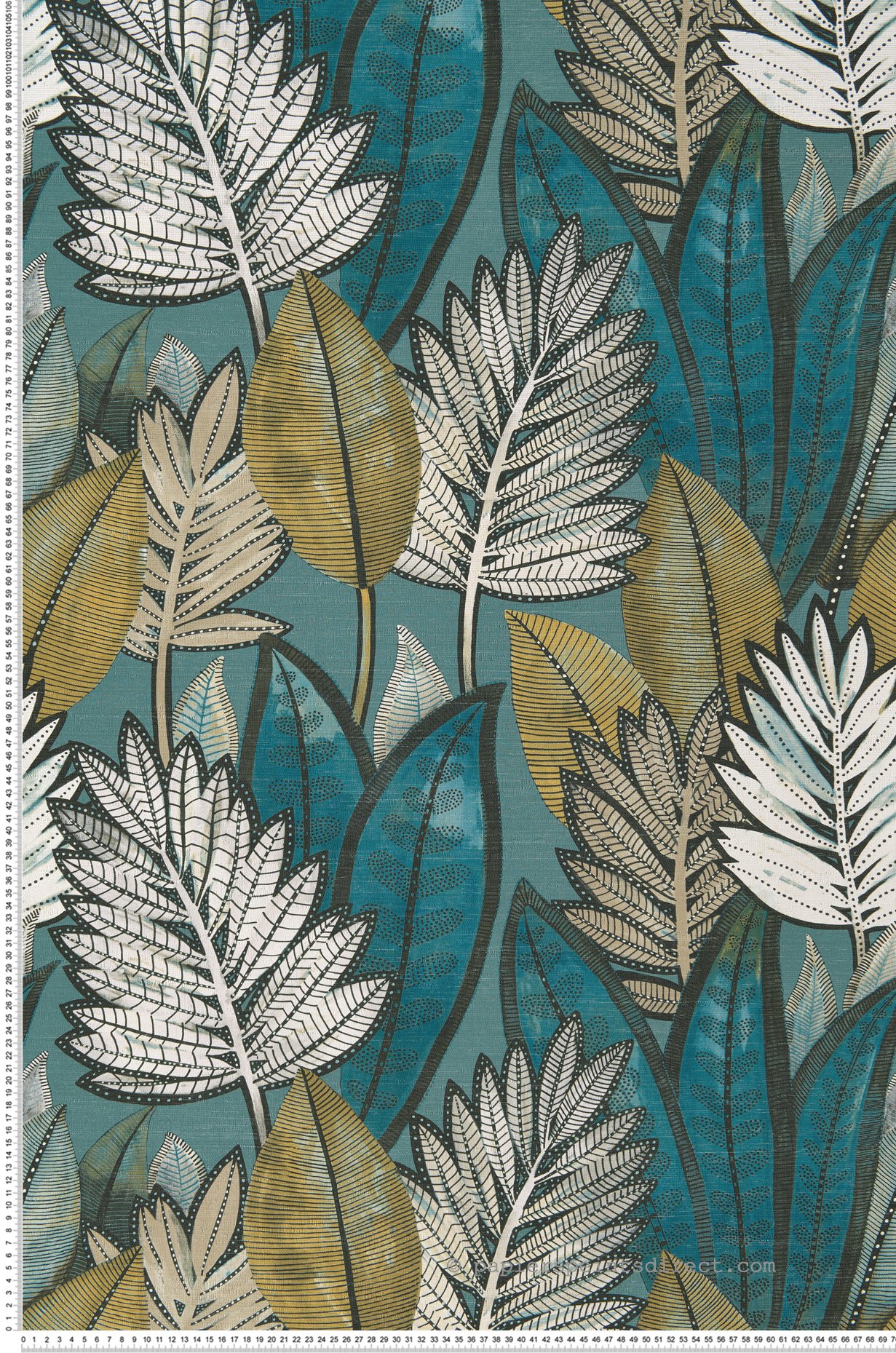 Papier peint Feuillage Sabal canard - Manille de Casamance | Réf. CAS-74680264