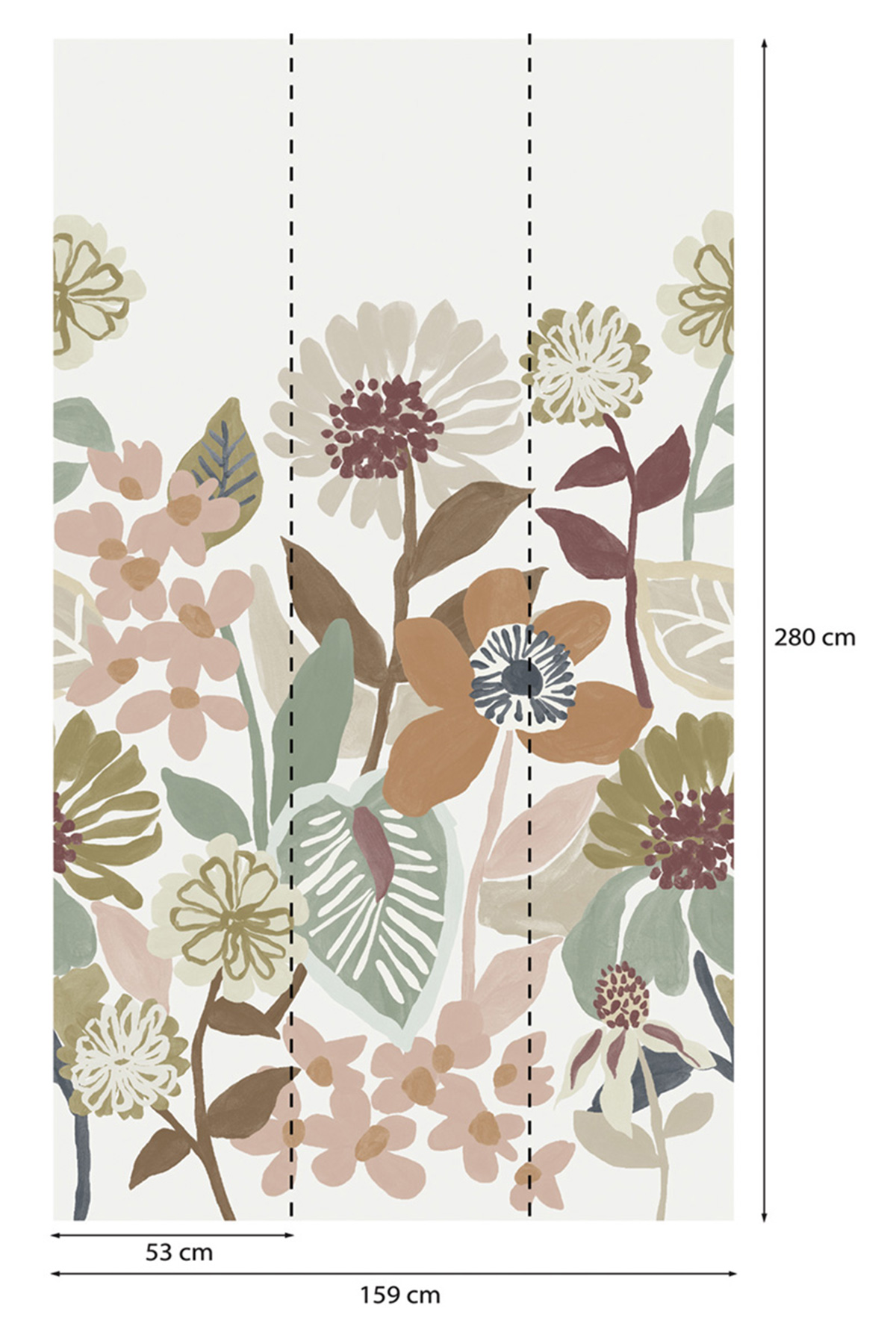 Papier peint Panoramique Fleurs Peintes brun vert - Poésie de Lutèce AMB1 | Réf. LTC-51252507