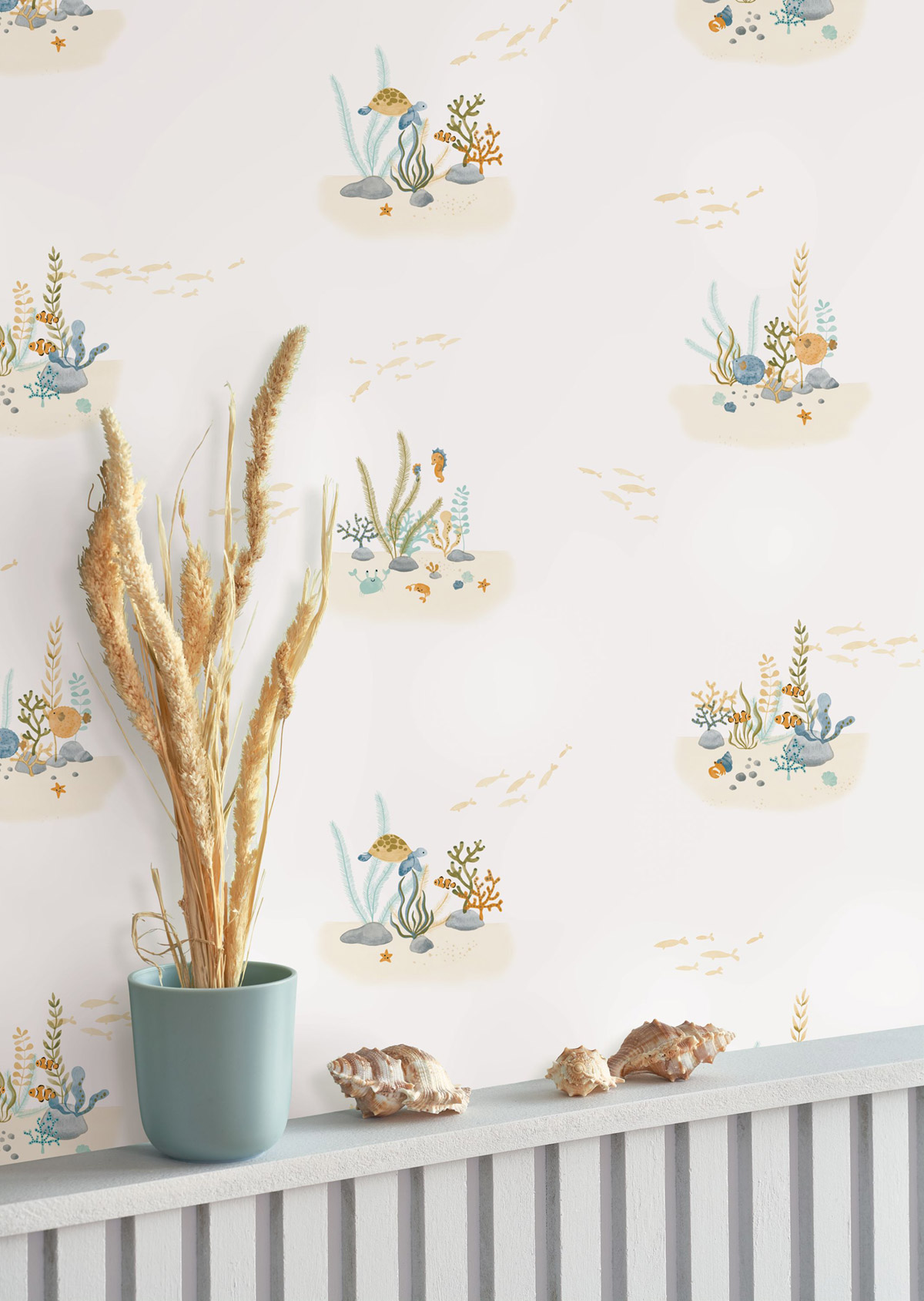 Papier peint Fond Marin Coral Reef vert aqua - Once Upon A Time 2 de Casadéco | Réf. OUTD200826404