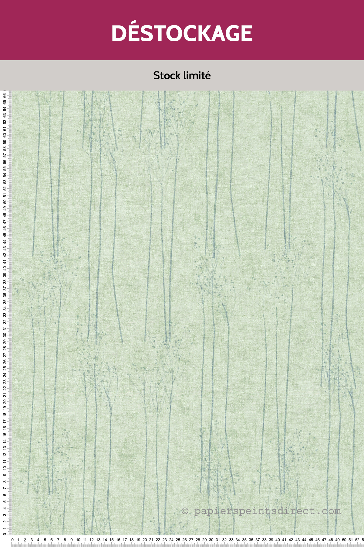 Papier peint Destockage - Plante Graminée vert et bleu irisé - Hygge d'A.S. Création