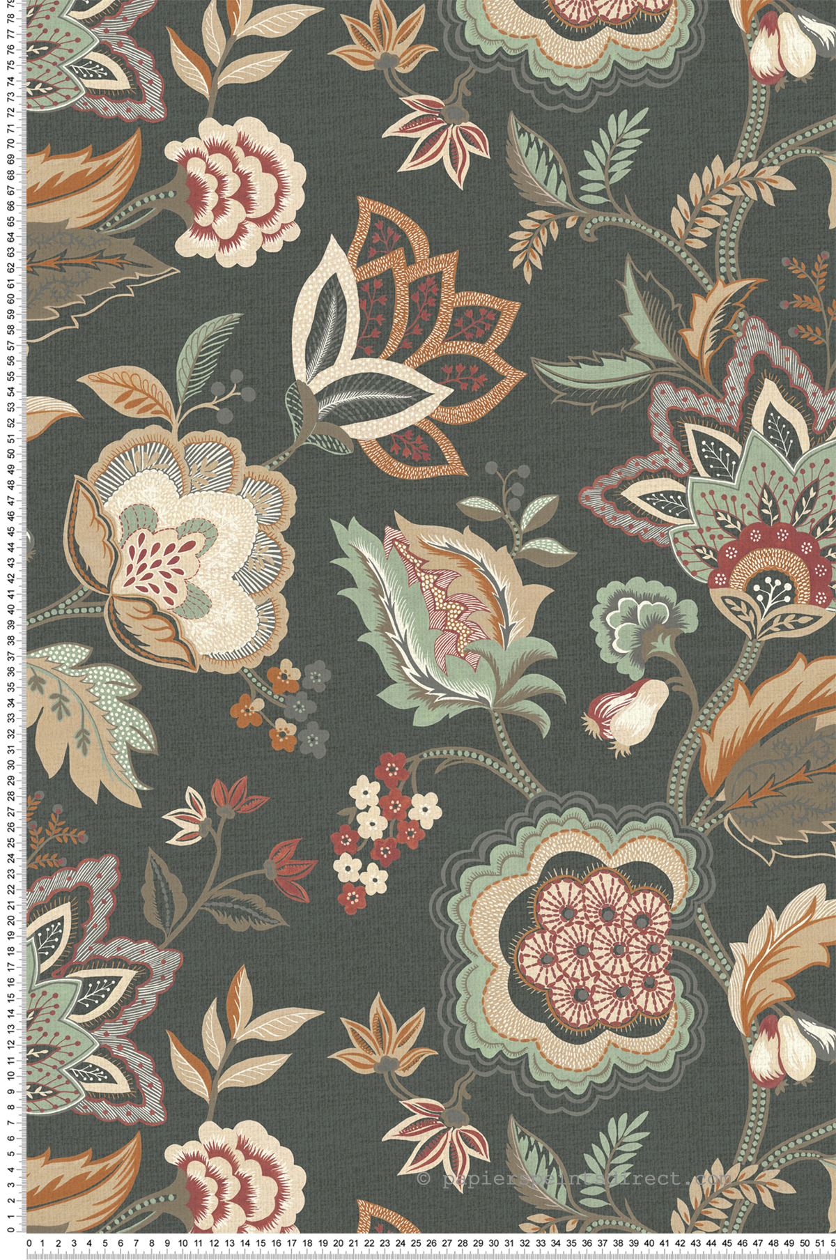 Papier peint Fleur Cachemire Samode multicolore noir - Byzance d'Osborne & Little | Réf. OSB-W7905-02