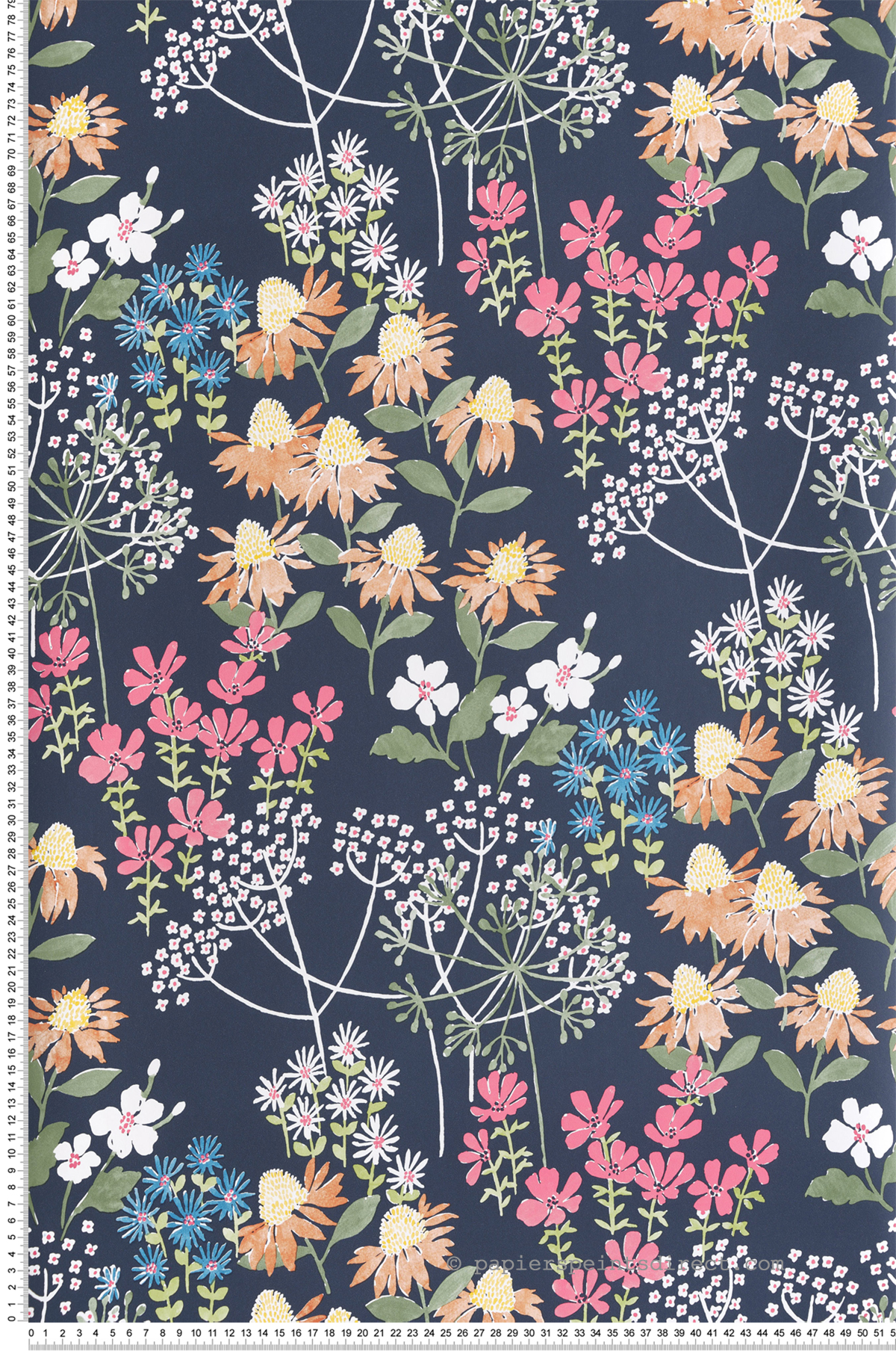 Papier peint Floral Champs Cultivate rose bleu nuit - Harmony de Lutèce | Réf. LTC-FD27016