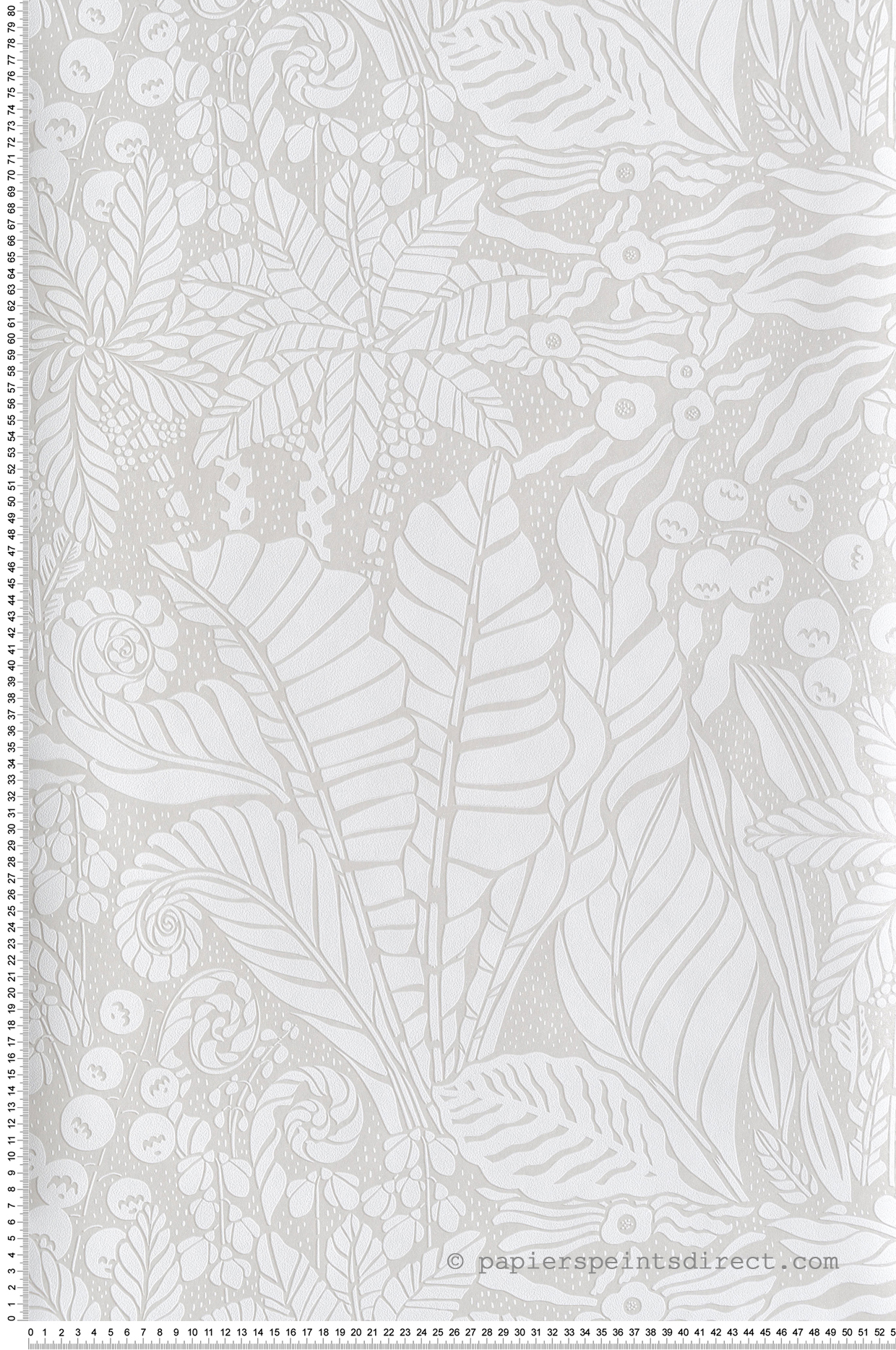 Papier peint Feuillage Madita blanc grège métallisé - Mysa de Masureel | Réf. MAS-YSA103