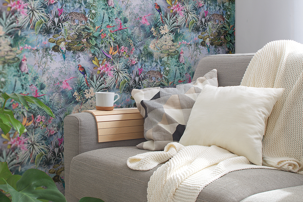 Papier peint Jardin et Perroquet vert et rose - Dream Flowery de Architects Paper | Réf. 38179-1