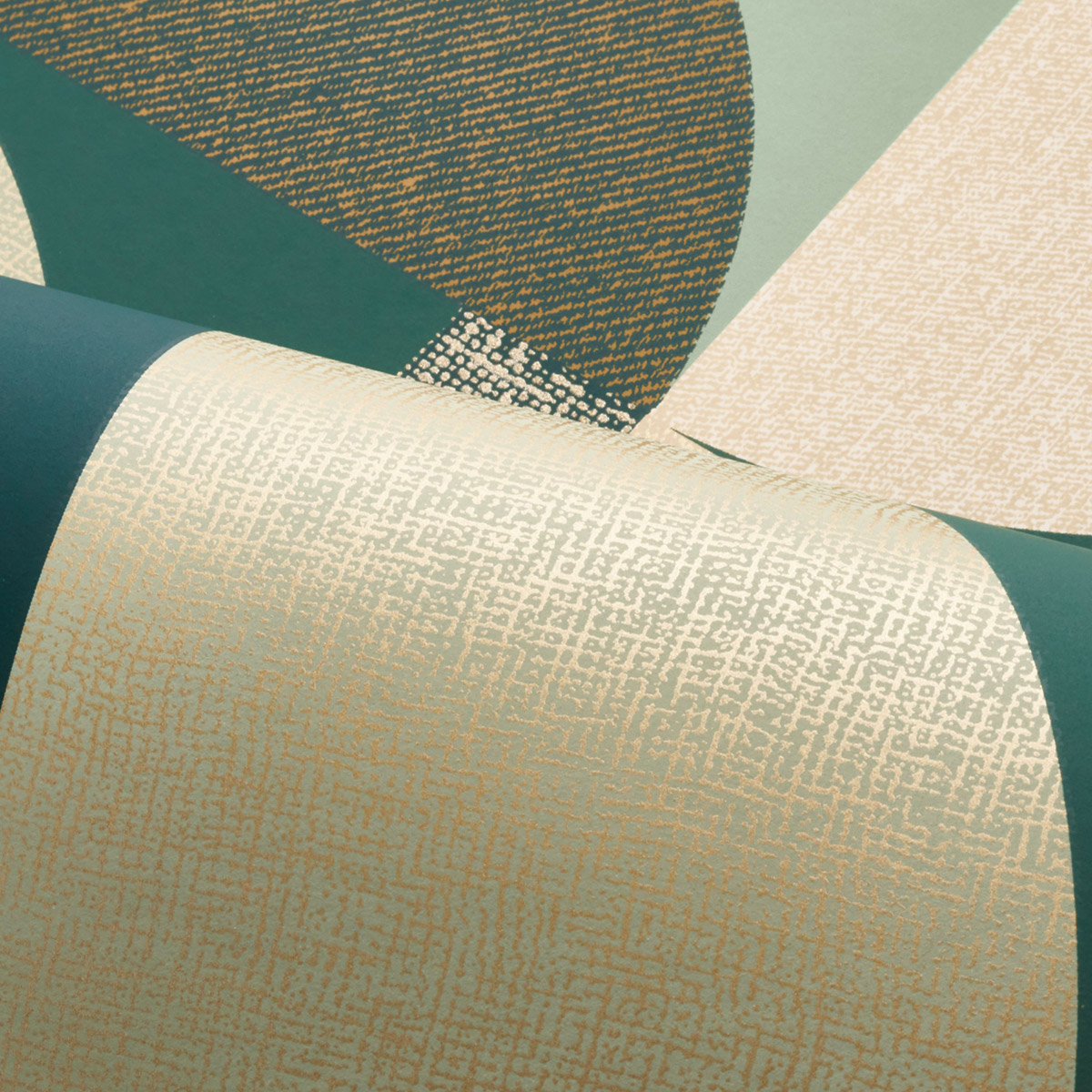 Papier peint Géométrie Barillet émeraude doré - Faubourg des Lumières de Casamance AMB2| Réf. CAS-76260916