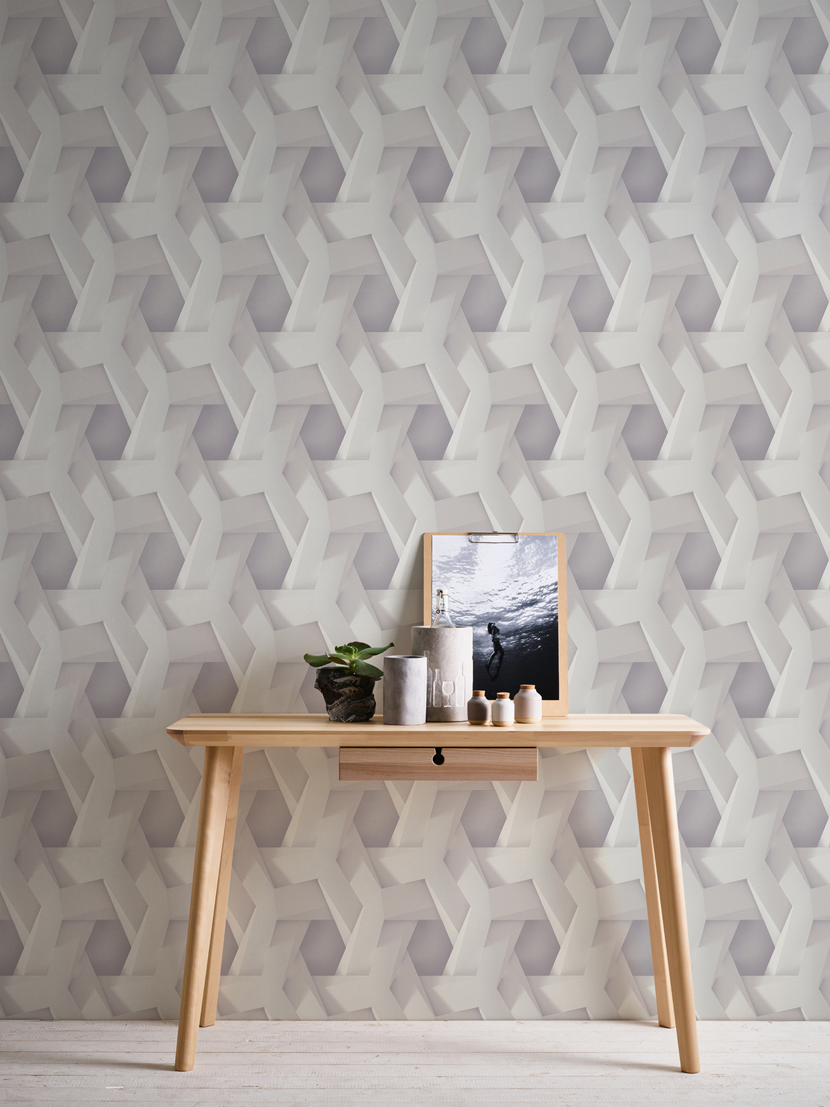 Papier peint Trompe l'Oeil Illusion gris clair - Pintwalls d'A.S. Création | Réf. AS-387211