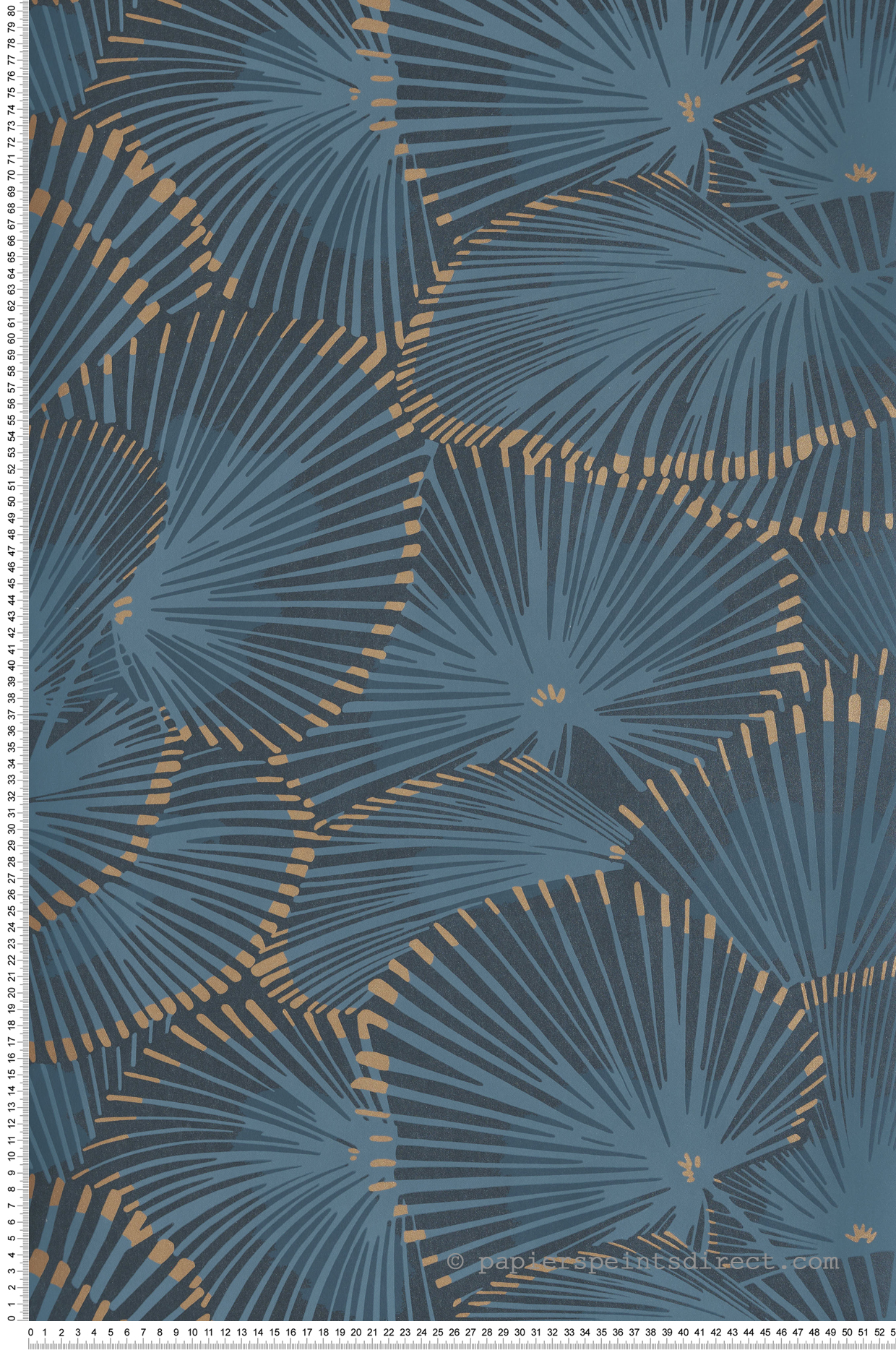 Papier peint Fleur Graphique Cabaret bleu orage doré - Twenties de Casadéco | Réf. TWNT88646484