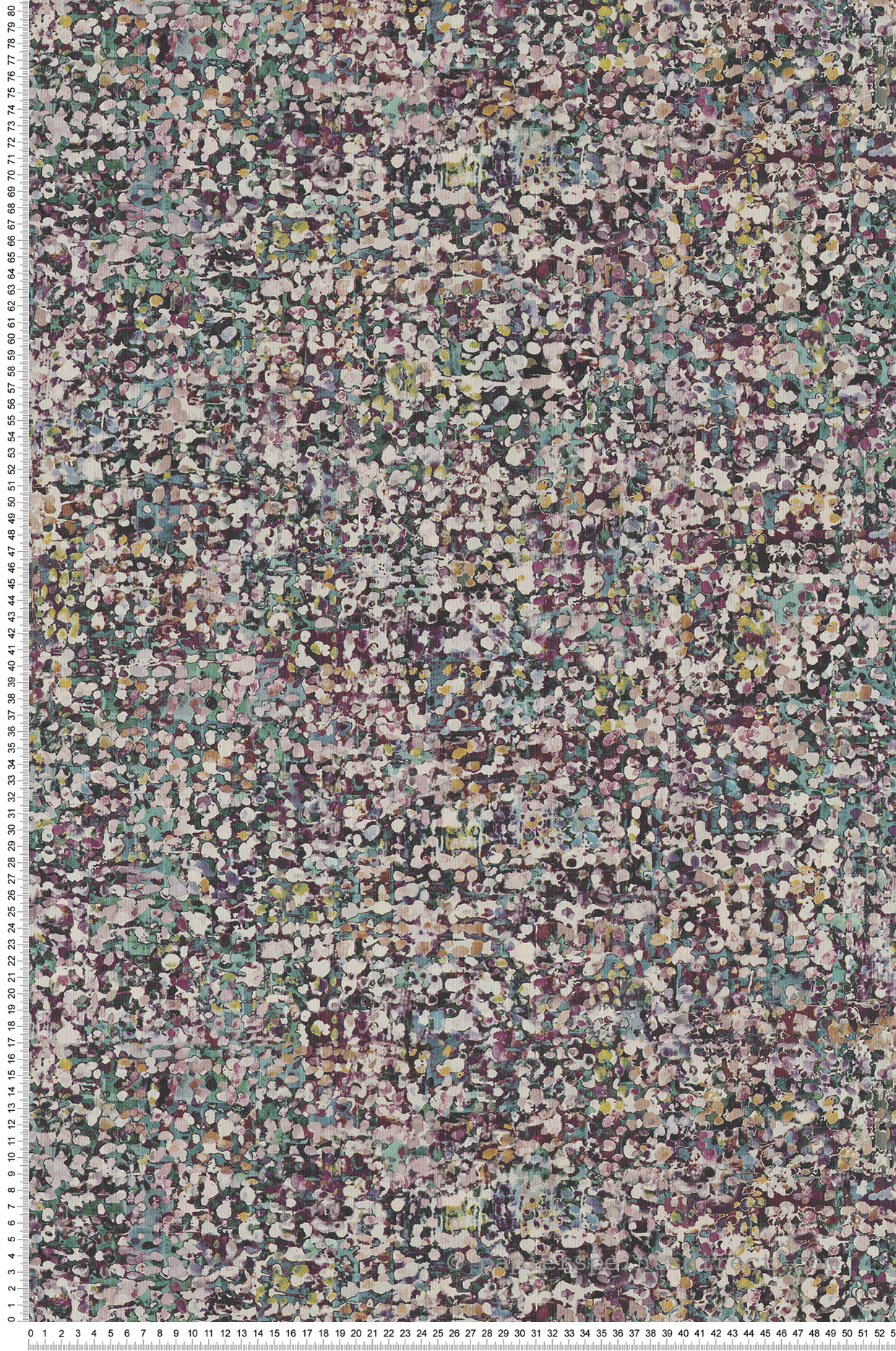 Papier peint Fleurette Aquarelle vert aubergine - Picto de Lutèce | Réf. LTC-PIC333