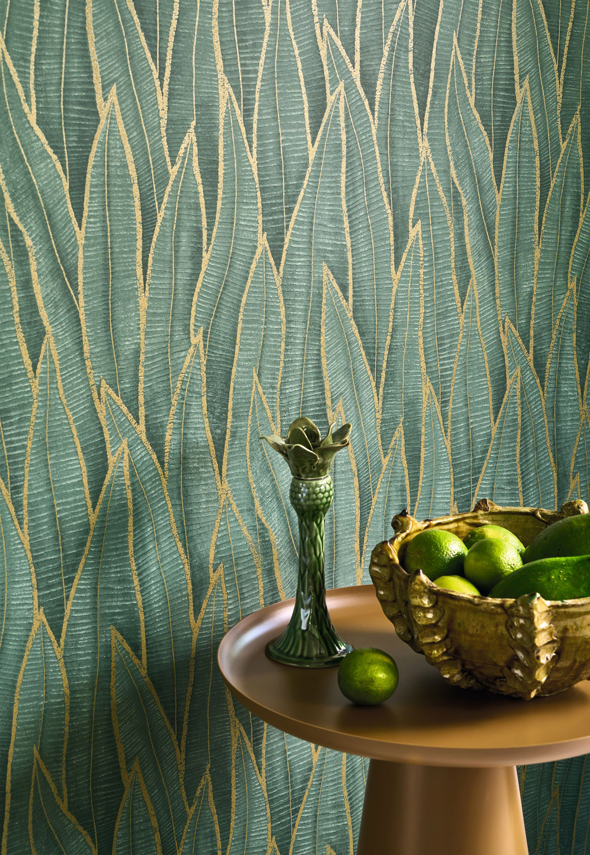 Papier peint Nature Feuille Sansevieria vert paon doré - Rio de Casadéco AMB2| Réf. RIOC201837914