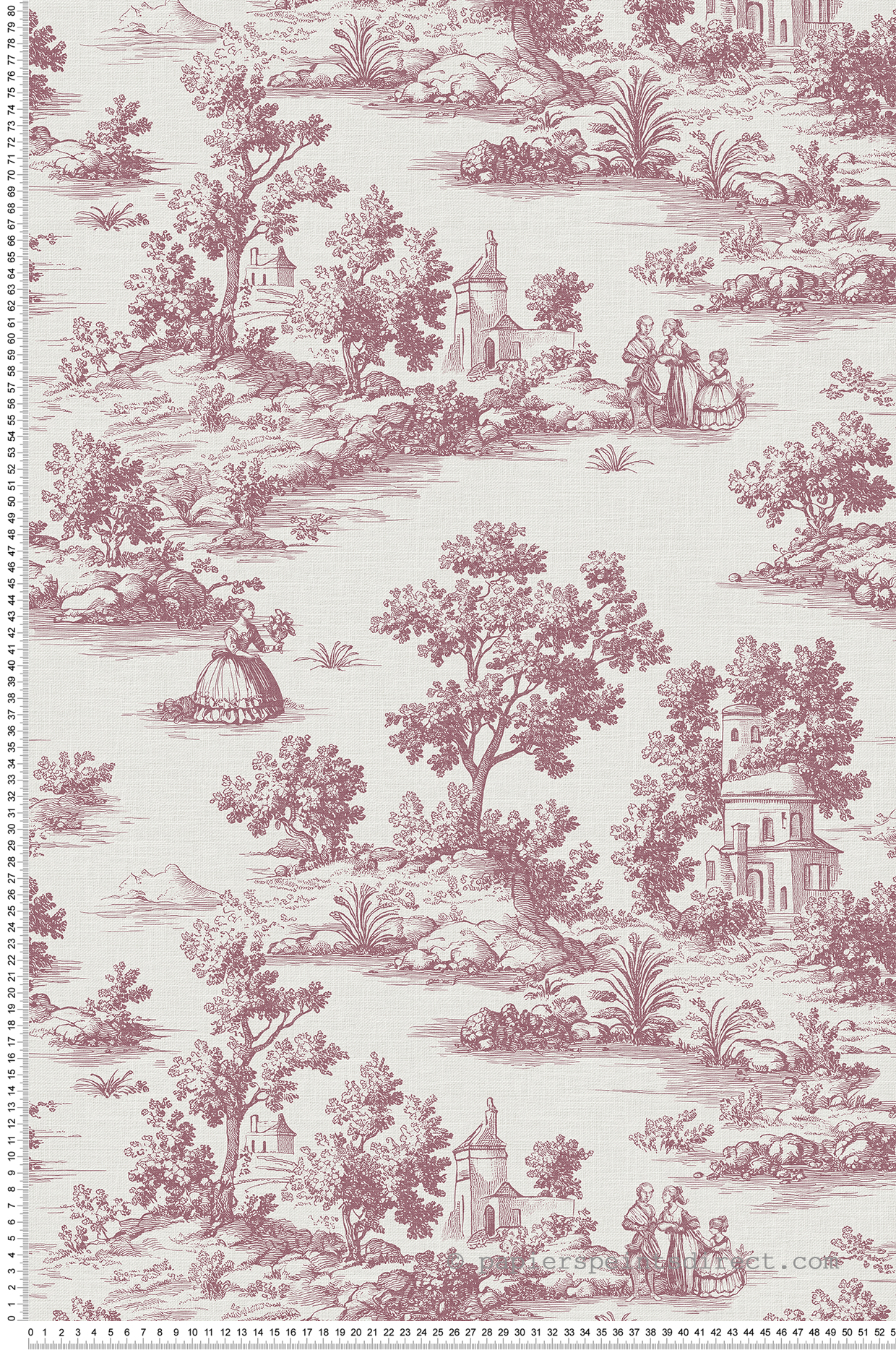 Papier peint Toile de Jouy Paysage prune - Aristide de Lutèce | Réf. LTC-3858-5