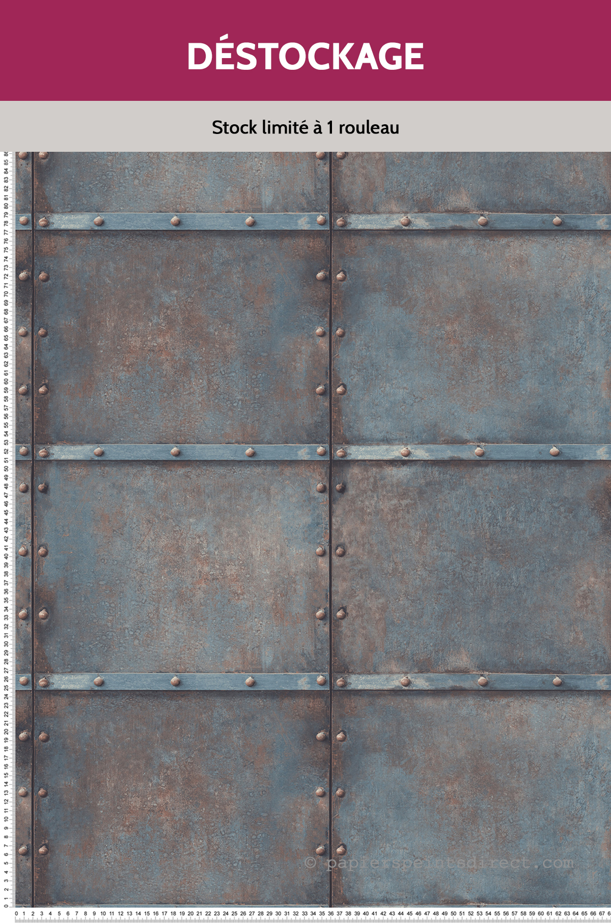 Papier Peint Destockage - Acier rivets bleu