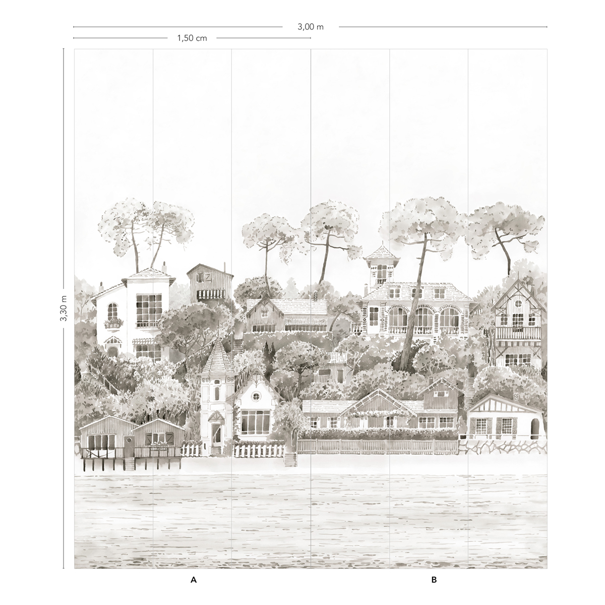 Papier peint panoramique Front De Mer Gris Bronze A+B - 1/2/3/4/5/6 - Isidore Leroy