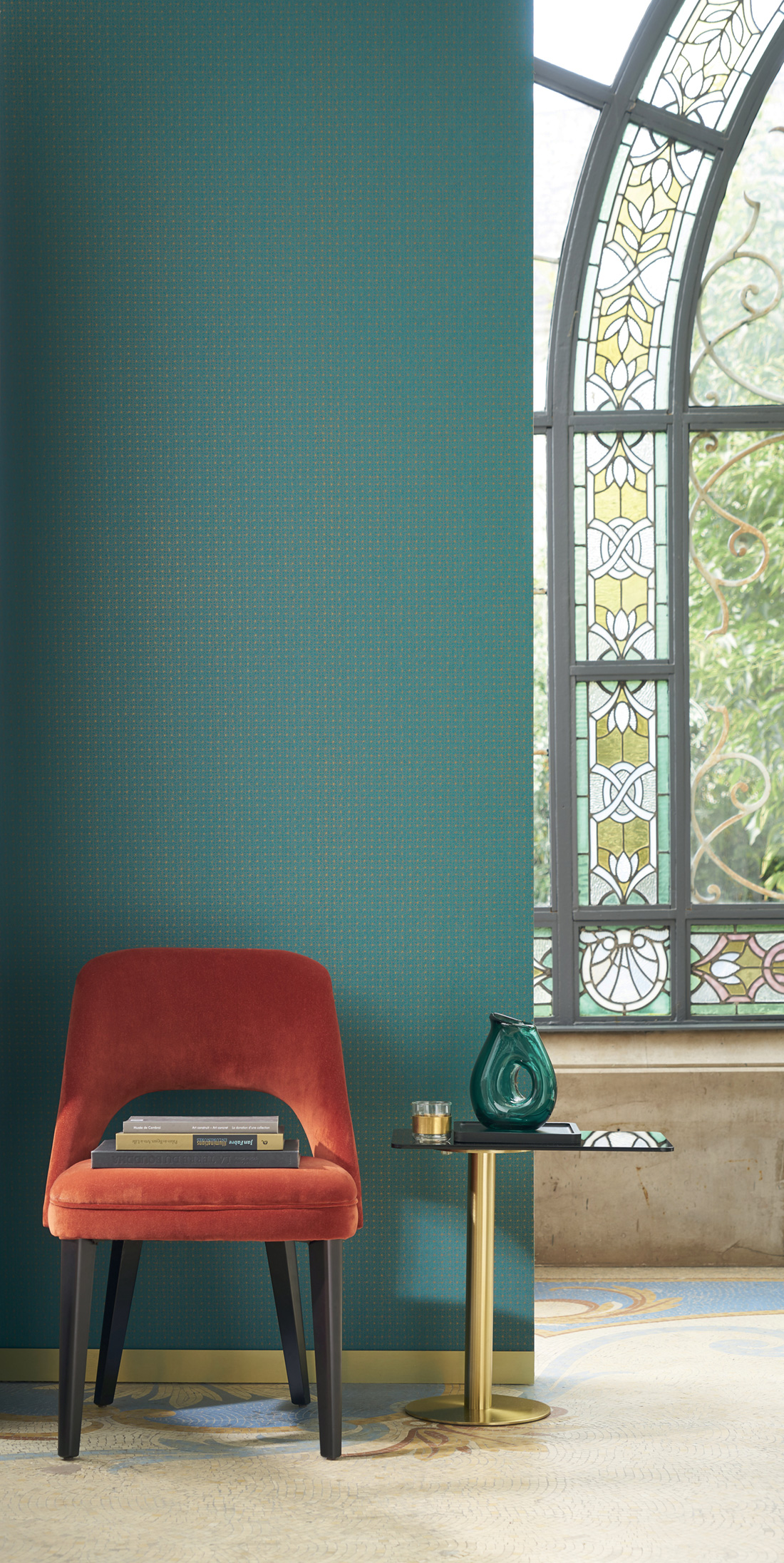 Papier Peint Graphite émeraude - Portfolio de Casamance | Réf. CAS-73980560