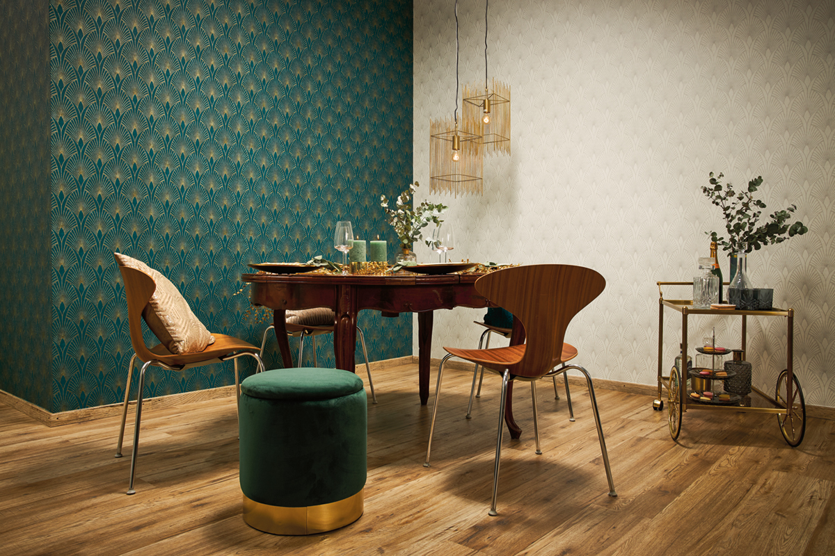 Papier peint Art Déco Palme blanc cassé - New Walls d'AS Création AMB | Réf. SP15300