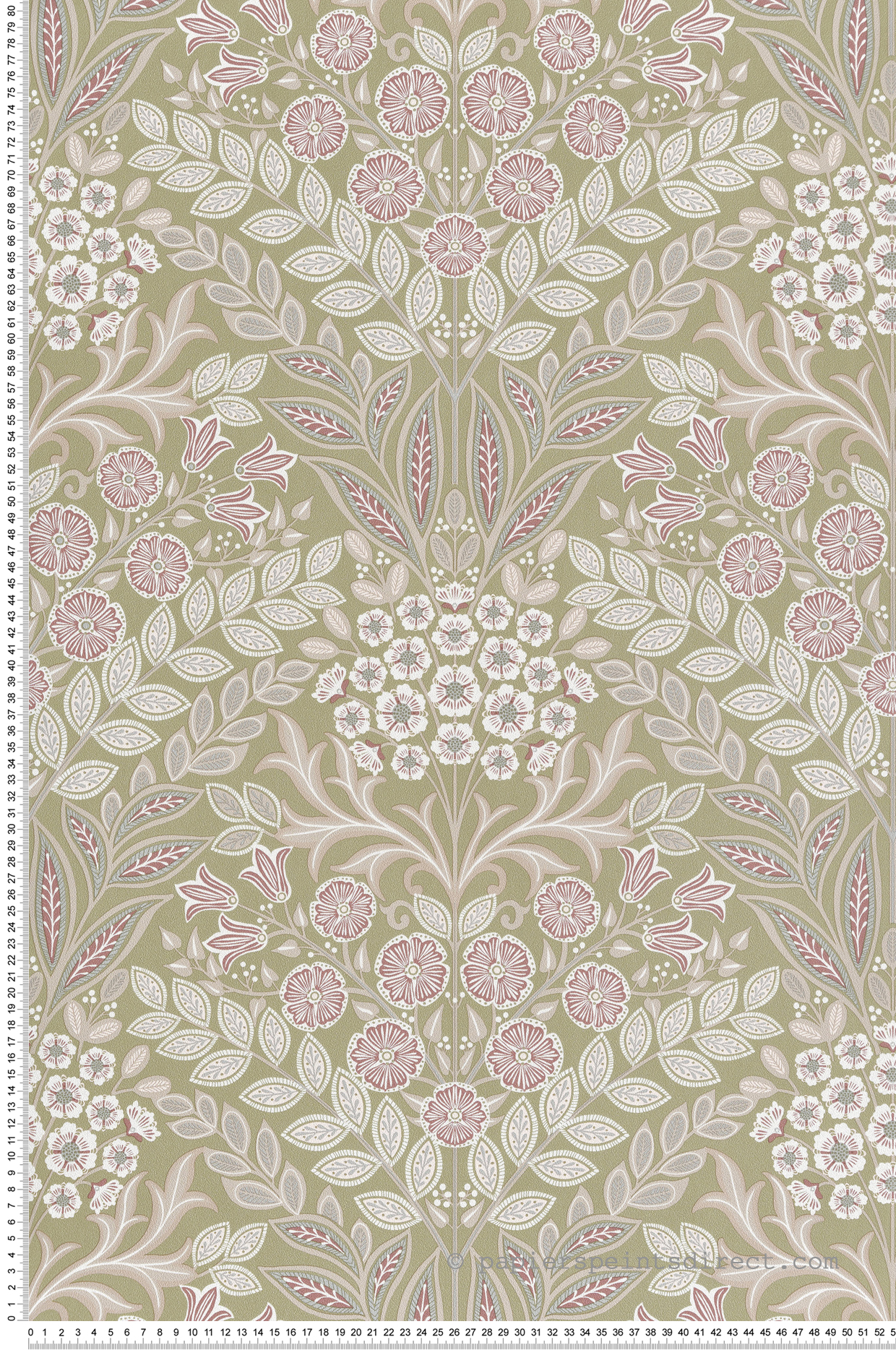 Papier peint Médaillons Fleuris tilleul rose - Rêverie de Montecolino | Réf. MC-IC2114