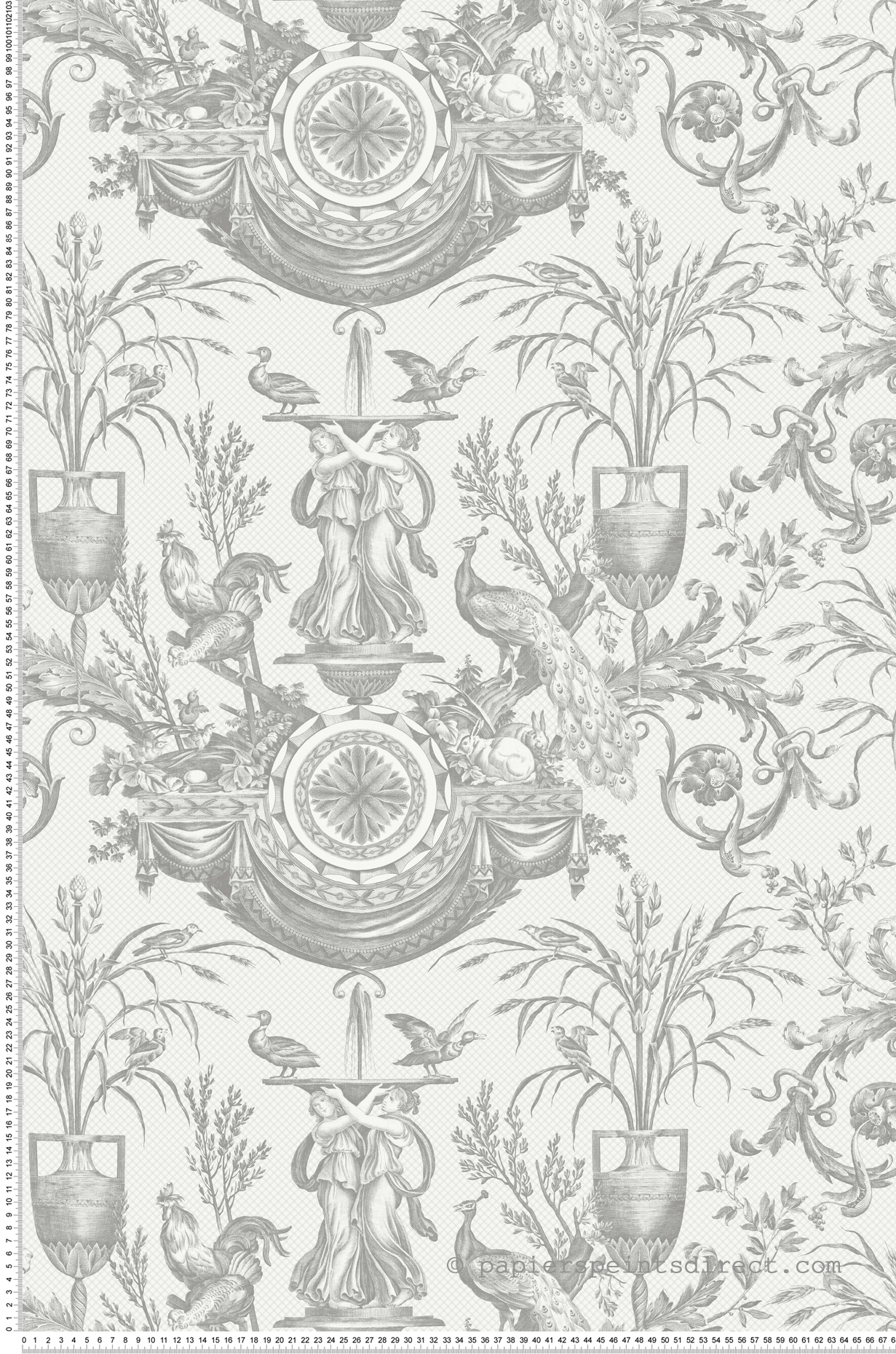 Papier peint Fontaine Classique Avian gris clair - Toiles de York (Initiales) | Réf. INI-RT7815