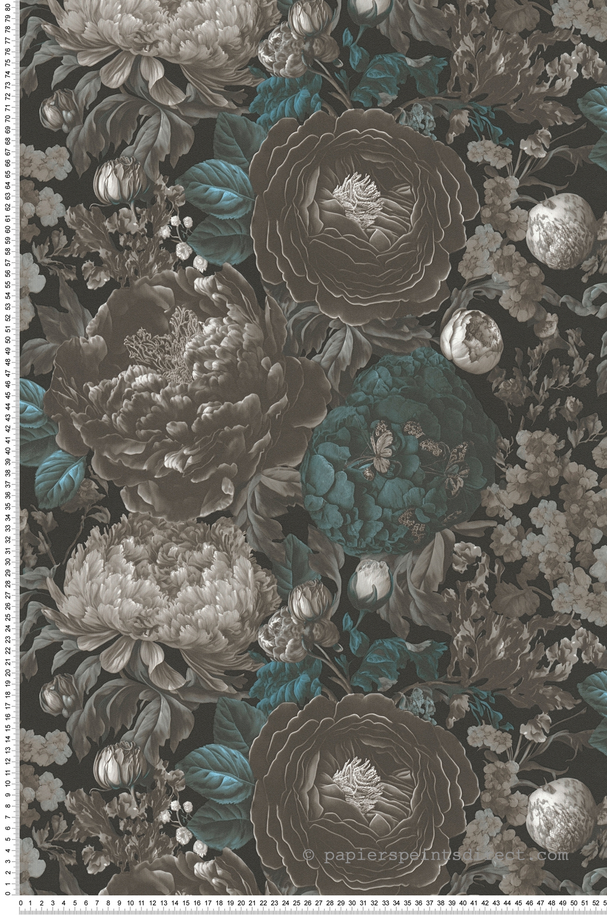 Papier peint Fleur Vintage Papillon bleu gris - Metropolis Michalsky 6 de Livingwalls | Réf. AS-399792
