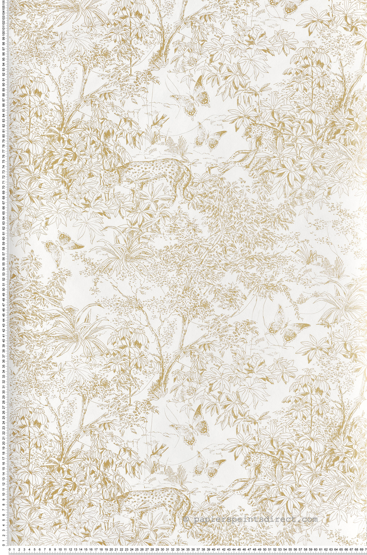Papier peint Toile de Jouy Scène blanc doré - Amazone de Masureel | Réf. MAS-ZON203