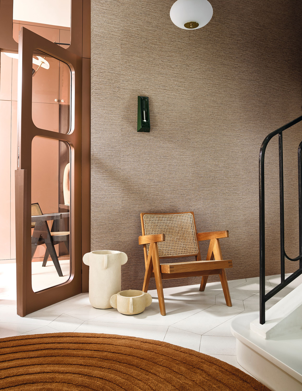 Papier peint Faux Uni Tissage Occitan sépia - Terra Rossa de Casamance | Réf. CAS-76231936