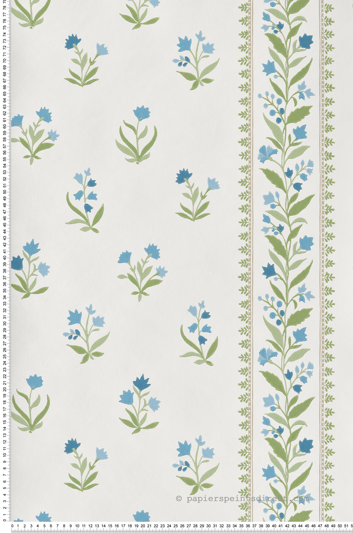 Papier peint Fleur Classique Petit Dapuri bleu vert - Signature de Nina Campbell | Réf. OSB-NCW4493-03