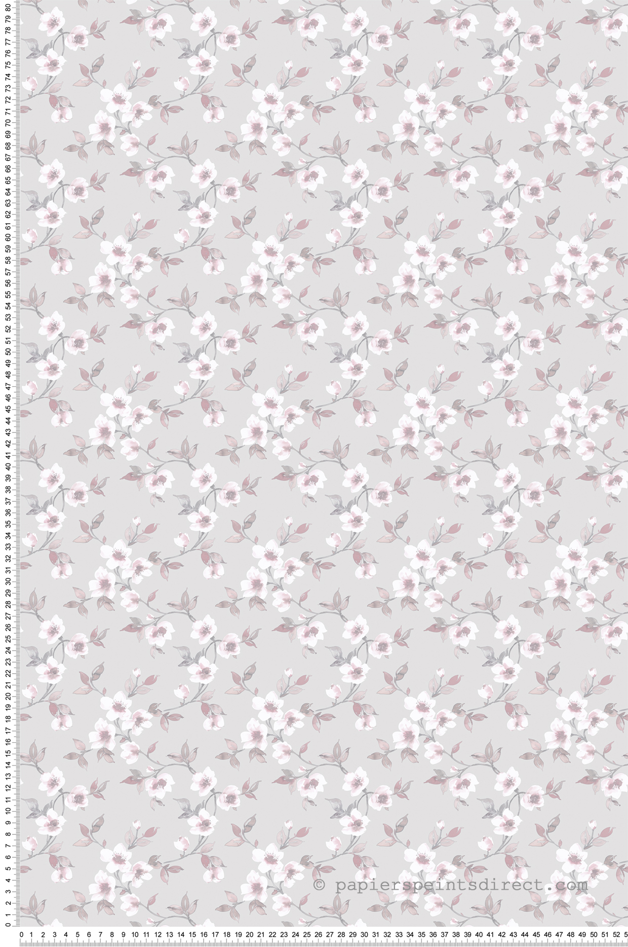 Papier peint Fleurs Eglantier gris rose - Jardin Secret de Lutèce | Réf. LTC-G78485