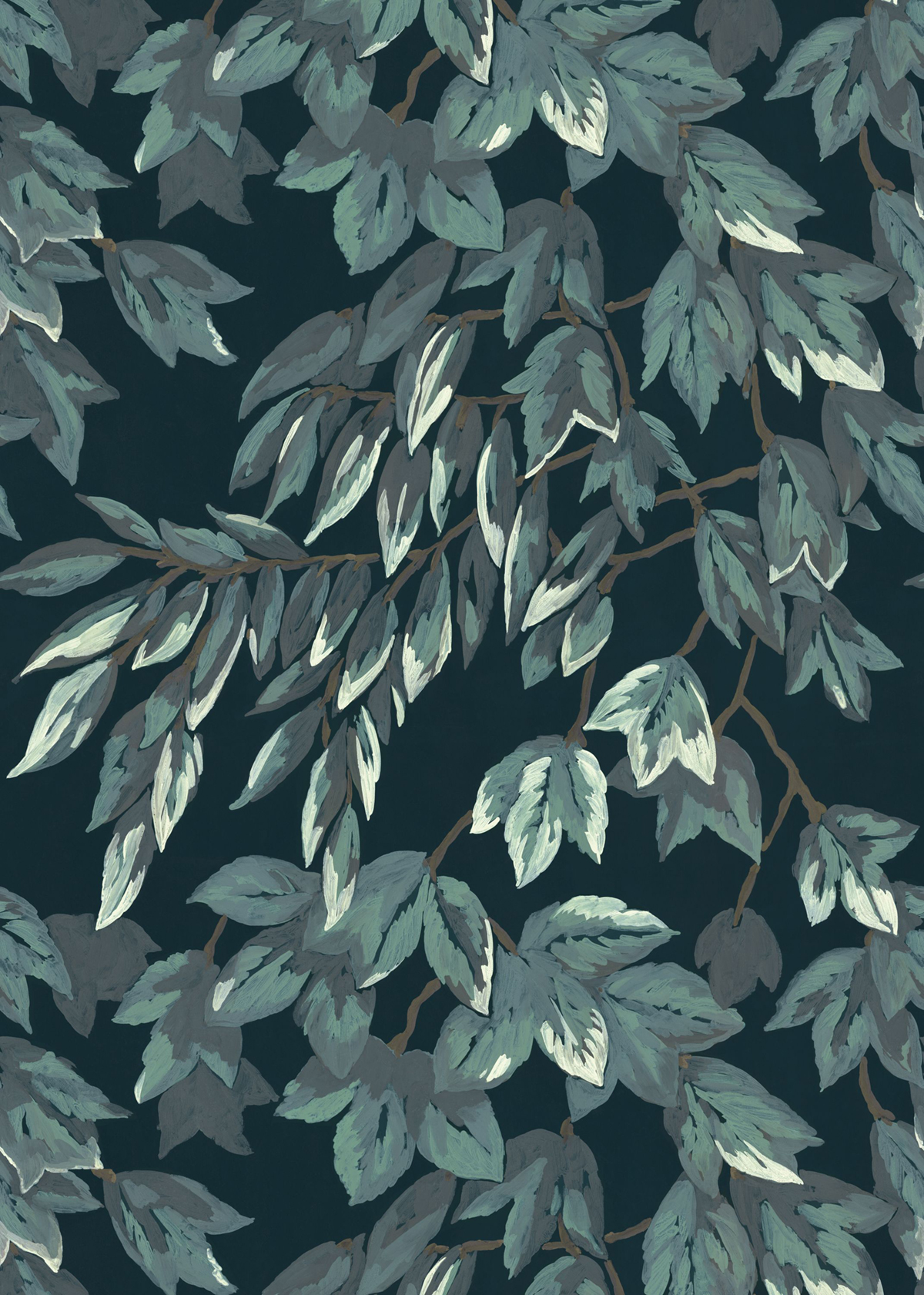 Papier peint panoramique Feuille Tombante Wistman's Wood M bleu nuit 200X280 - Heritage de Casadéco | Réf. HETA201267903