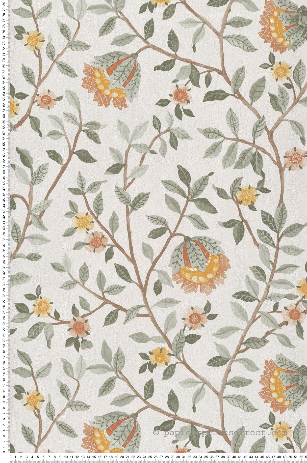 Papier Peint Vintage Floral vert jaune - Botanique d'Ugépa | Réf. UGP-B19904